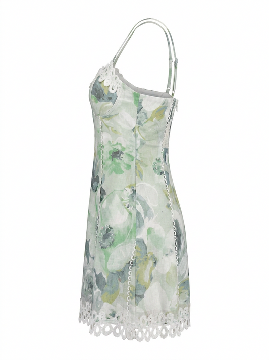 FLORAL LACE TRIM MINI DRESS