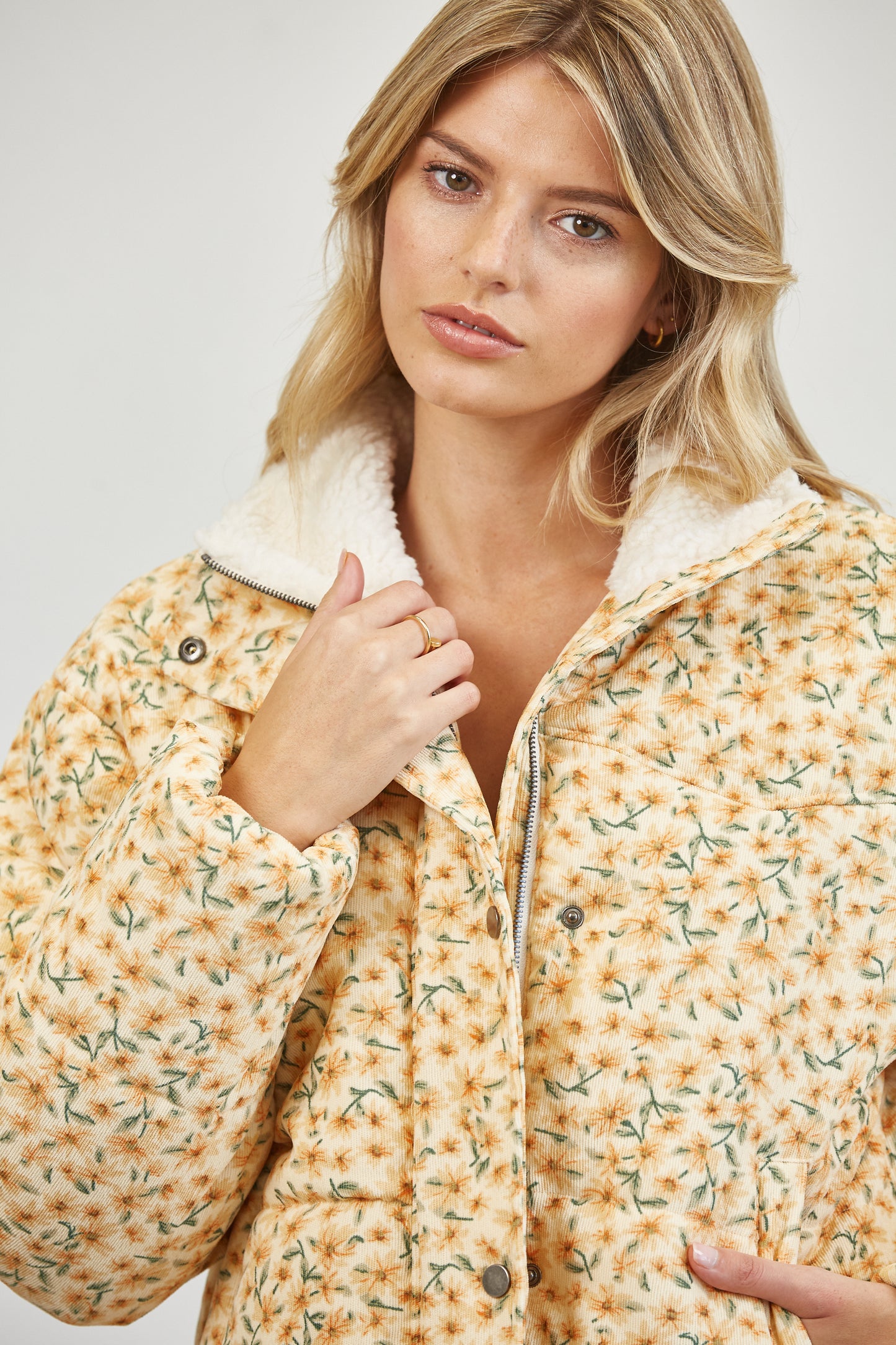FLORAL SHERPA PUFFER JACKET