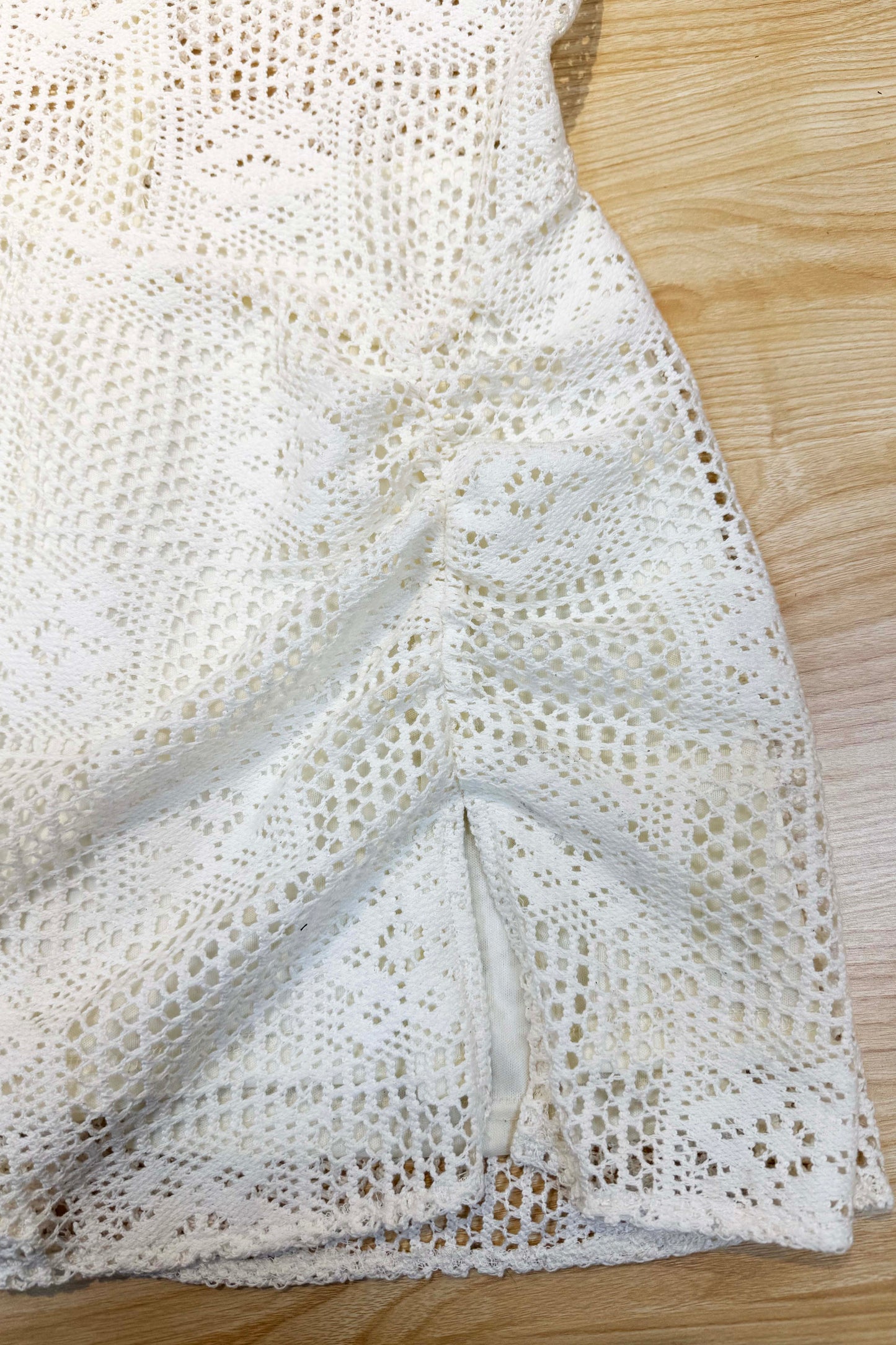 SHEER PANEL CROCHET LACE MINI DRESS