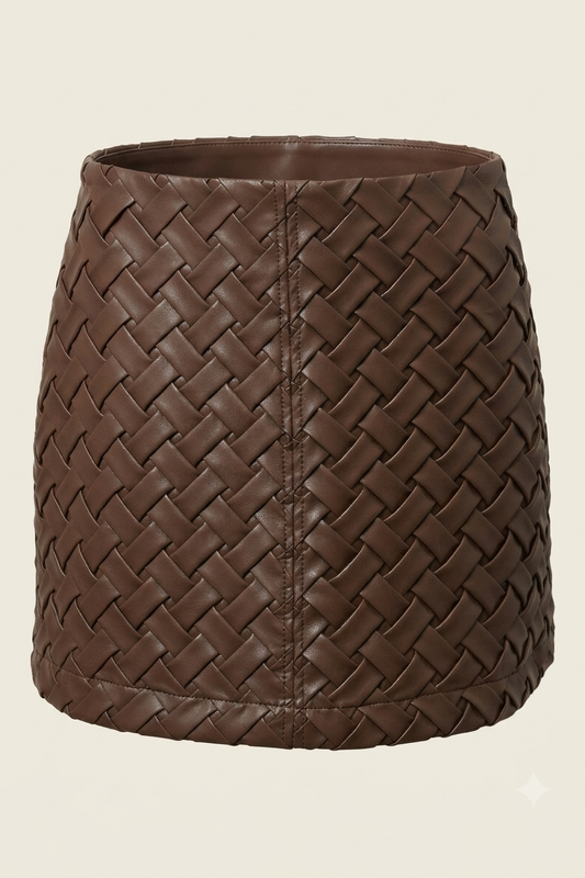 FAUX LEATHER WOVEN MINI SKIRT