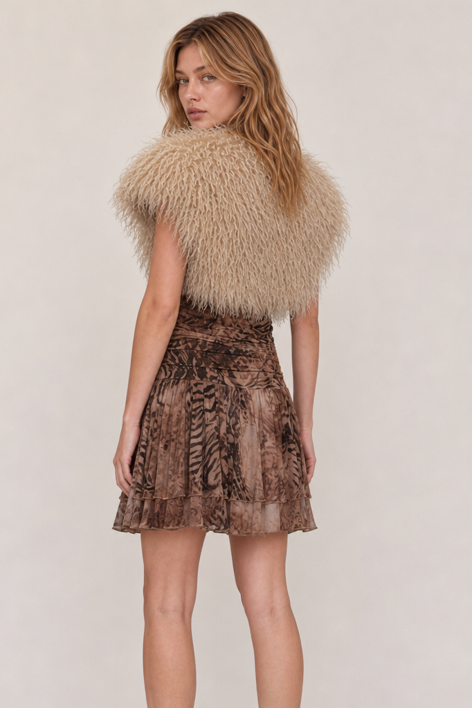 SHAGGY FAUX FUR CROPPED VEST