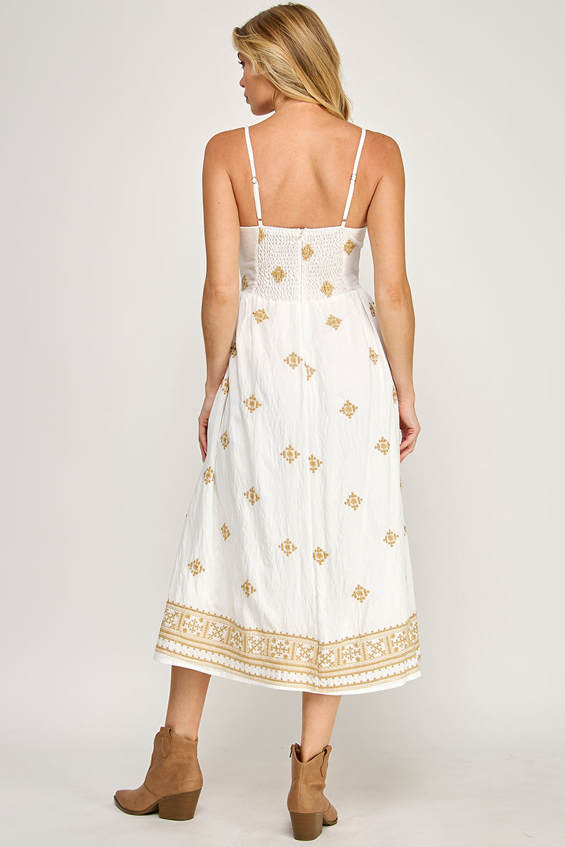 SPG EMBROIDERED MIDI DRESS