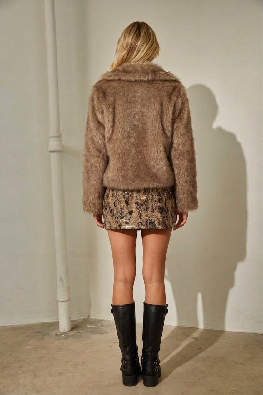 SNAKE PRINT EMBELLISHED MINI SKIRT