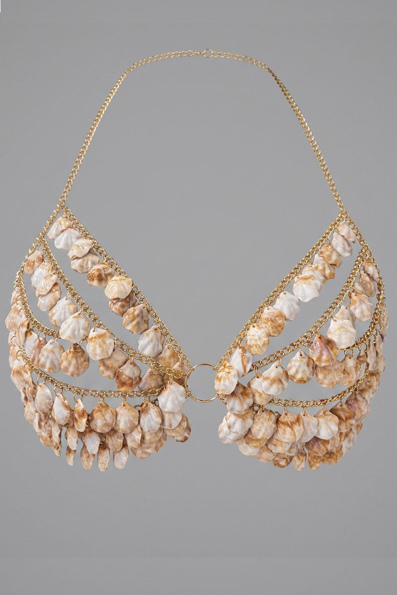 SEASHELL GOLD CHAIN BRA TOP