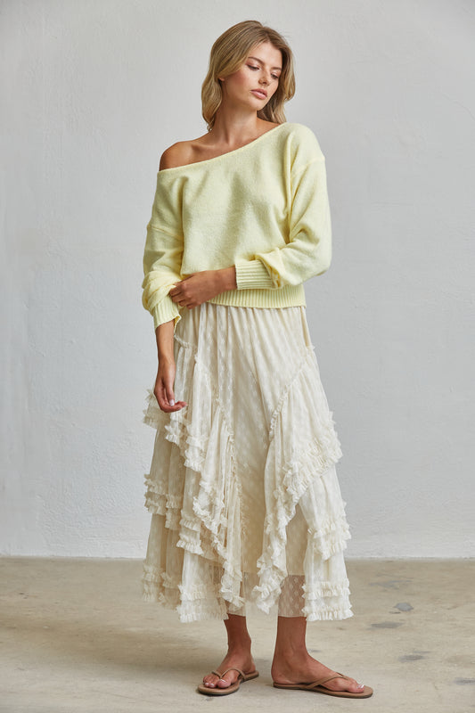 ROMANTIC TIERED RUFFLE LACE MAXI SKIRT