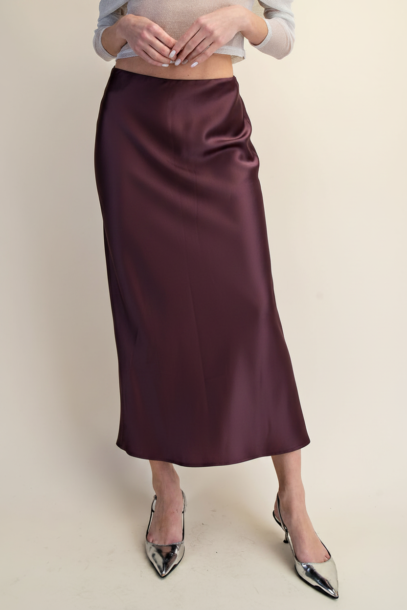 LUXE SATIN BIAS Cut MAXI SKIRT