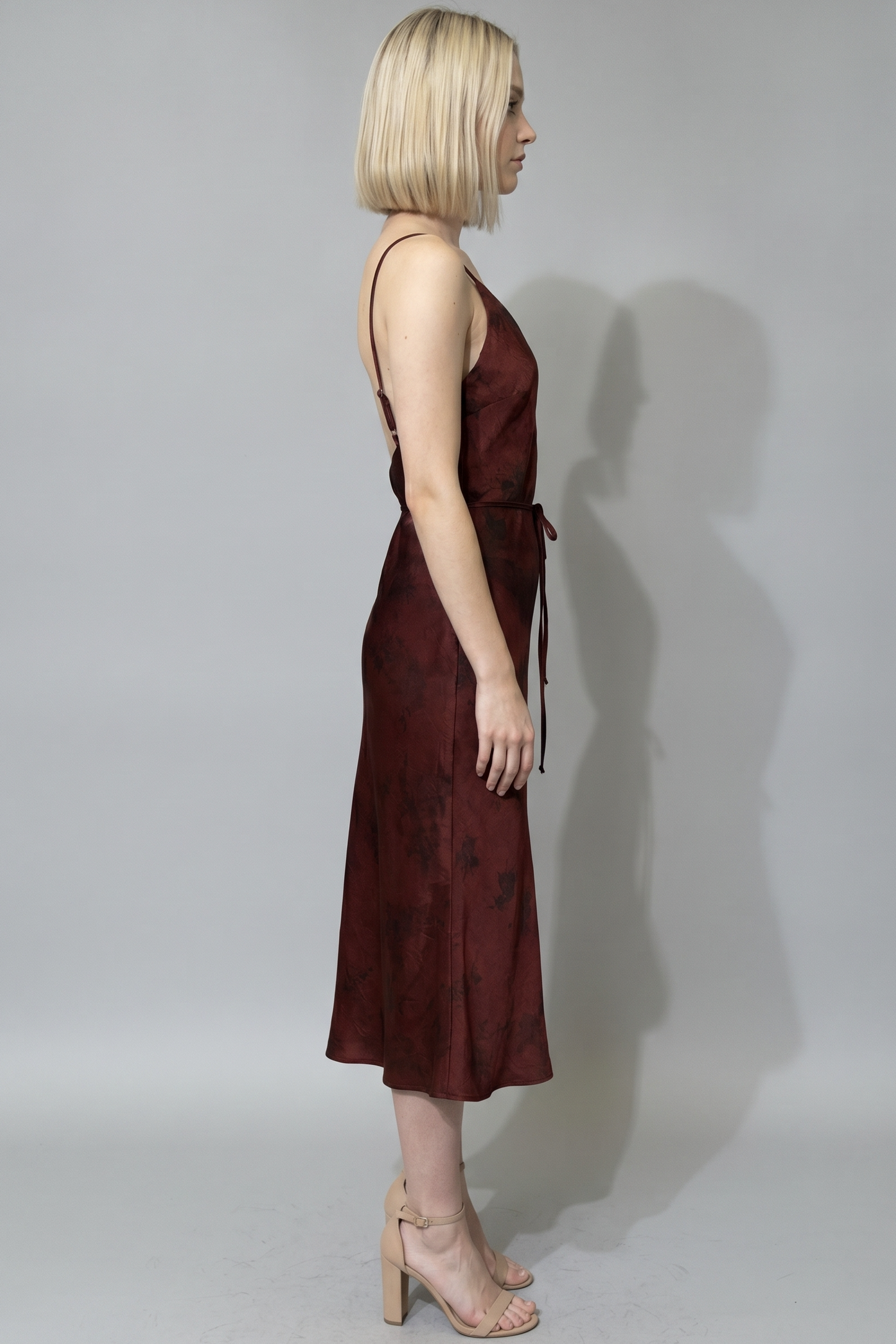 FLORAL SATIN SLIP MIDI DRESS