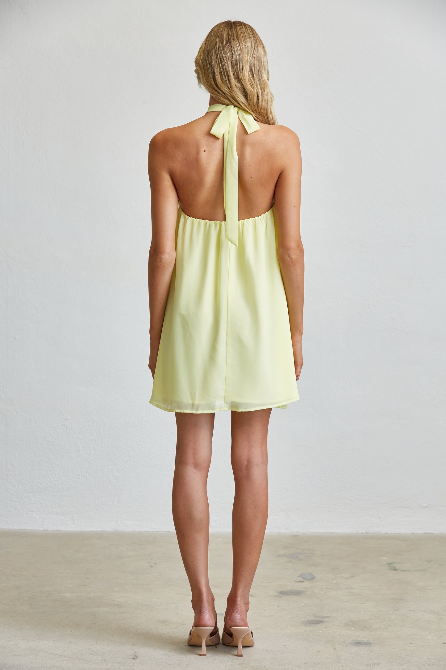 SOFT FLOWY HALTER NECK MINI DRESS