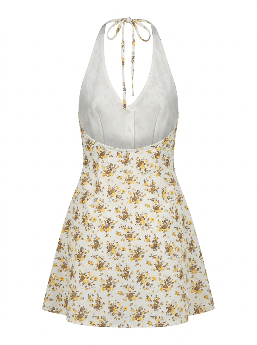 FLORAL HALTER ALINE MINI DRESS