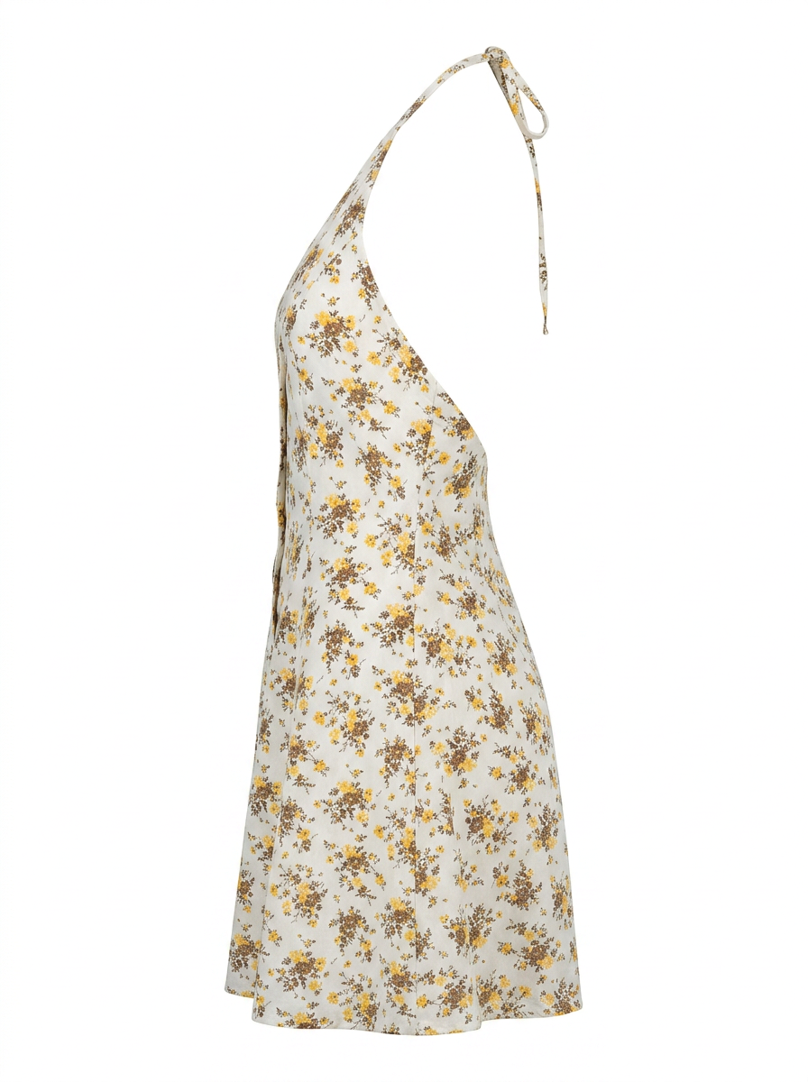 FLORAL HALTER ALINE MINI DRESS