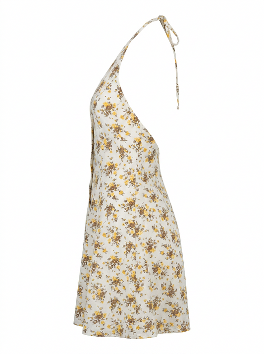 FLORAL HALTER ALINE MINI DRESS