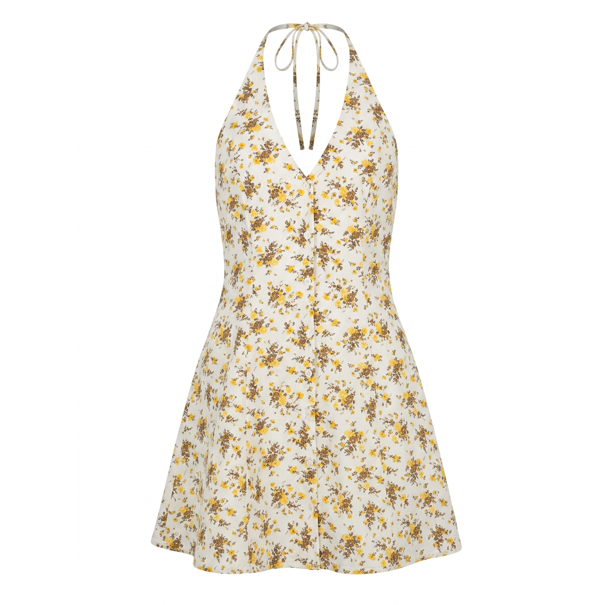 FLORAL HALTER ALINE MINI DRESS