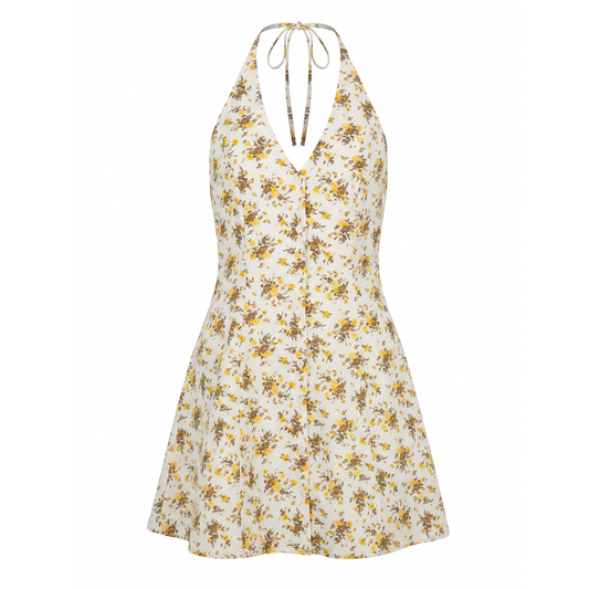 FLORAL HALTER ALINE MINI DRESS