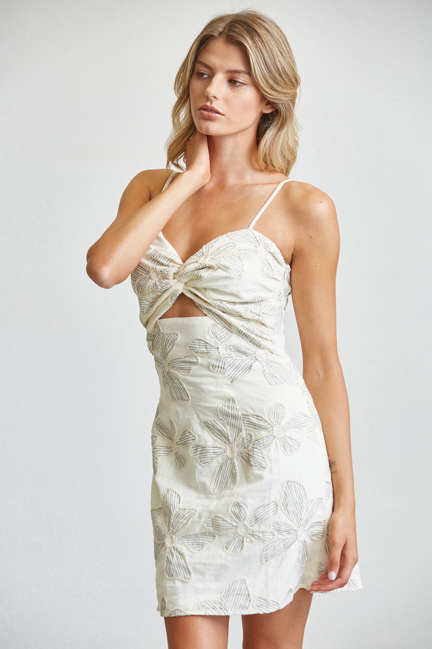 BLOOM TWIST FRONT MINI DRESS