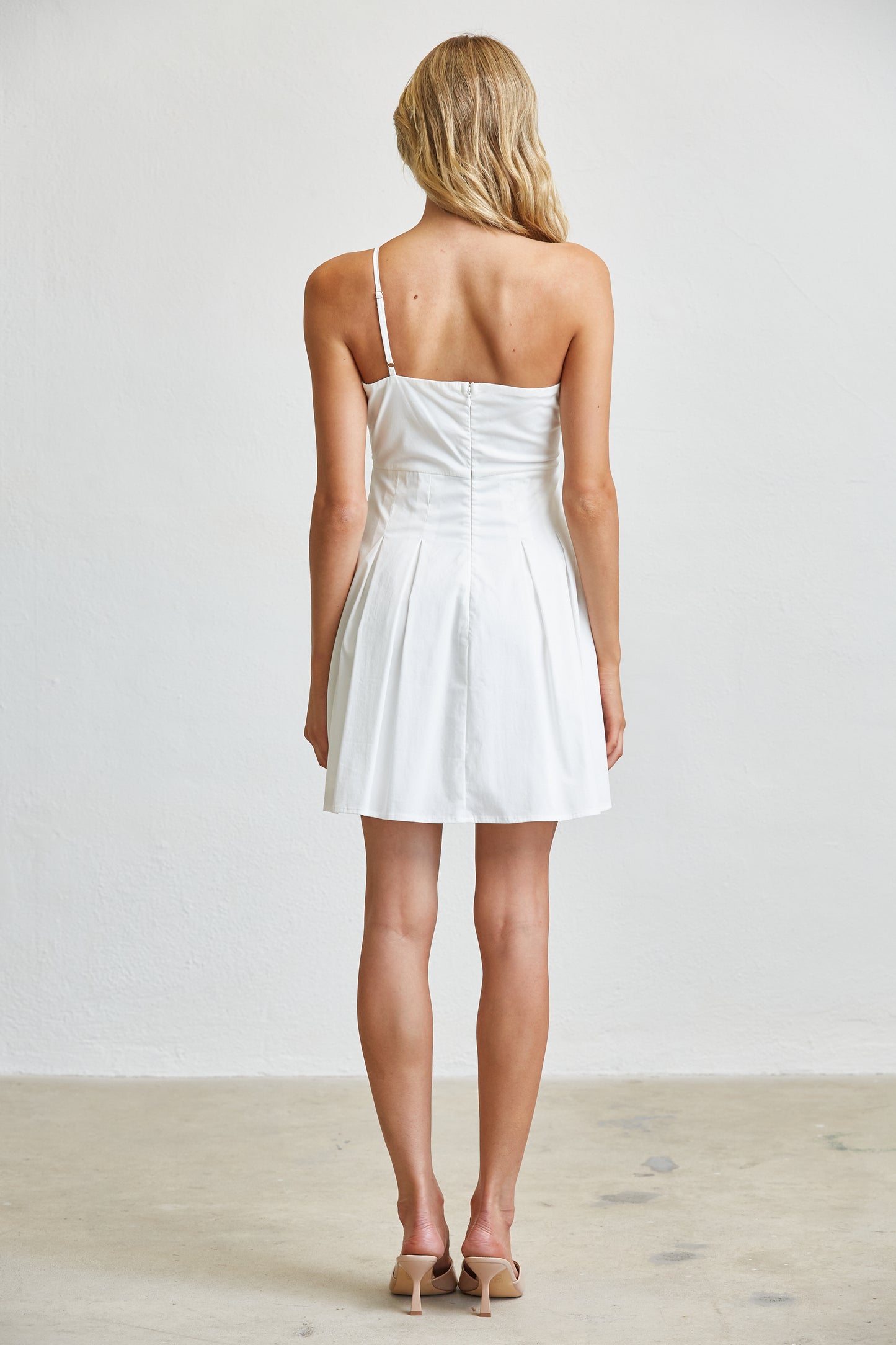 CONTOUR PLEATED MINI DRESS - MATCHA