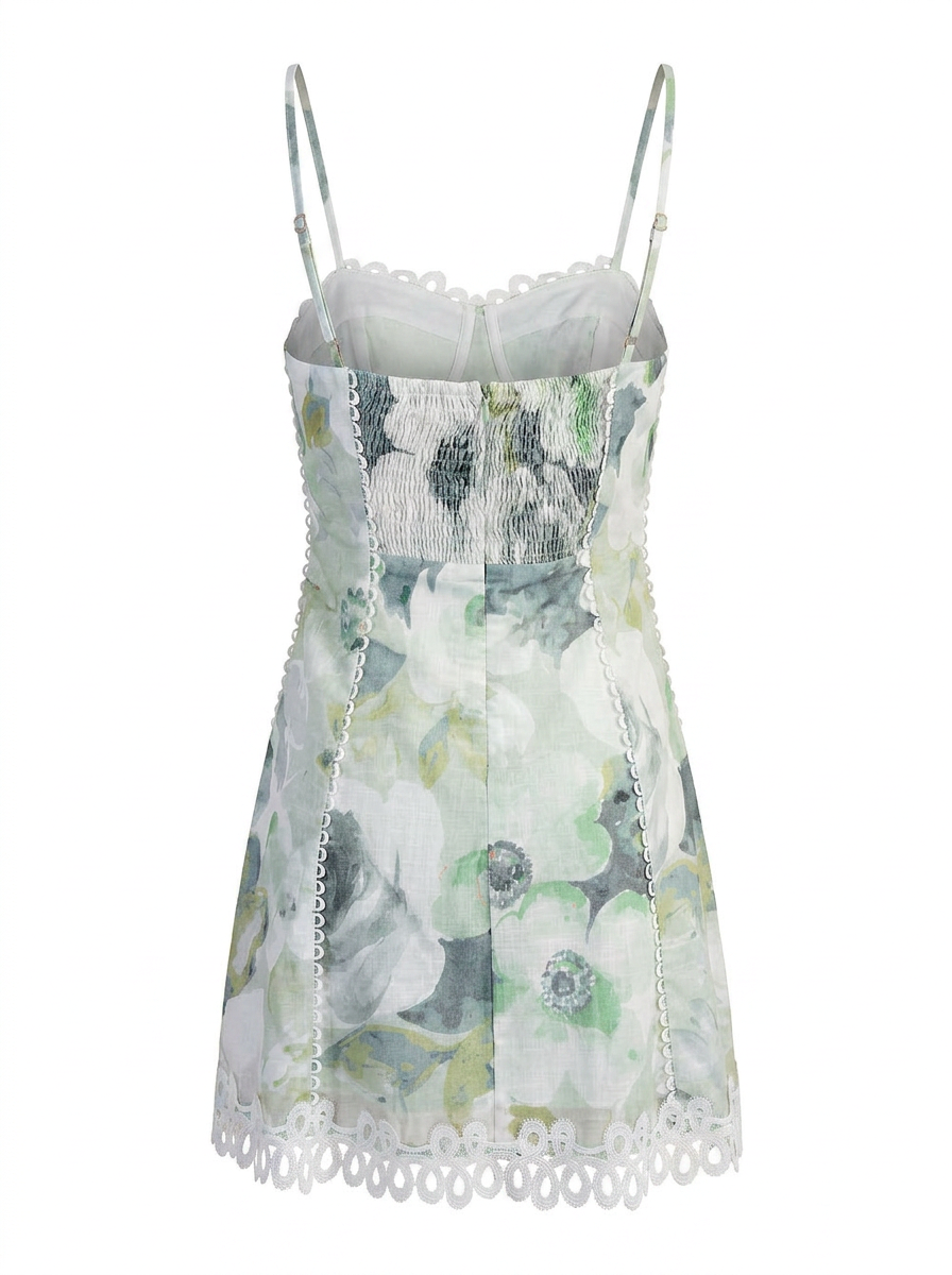 FLORAL LACE TRIM MINI DRESS