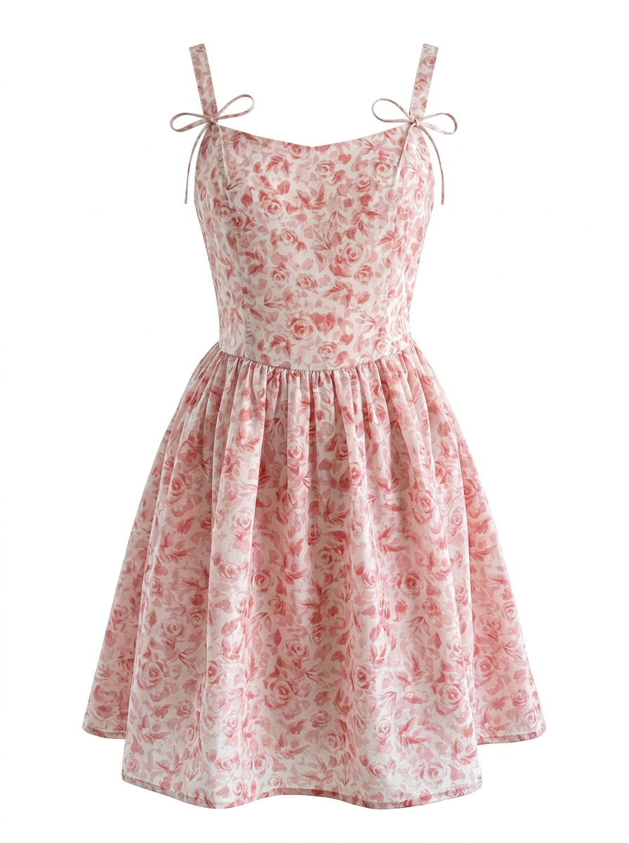 ROSY GARDEN TIE STRAP MINI DRESS