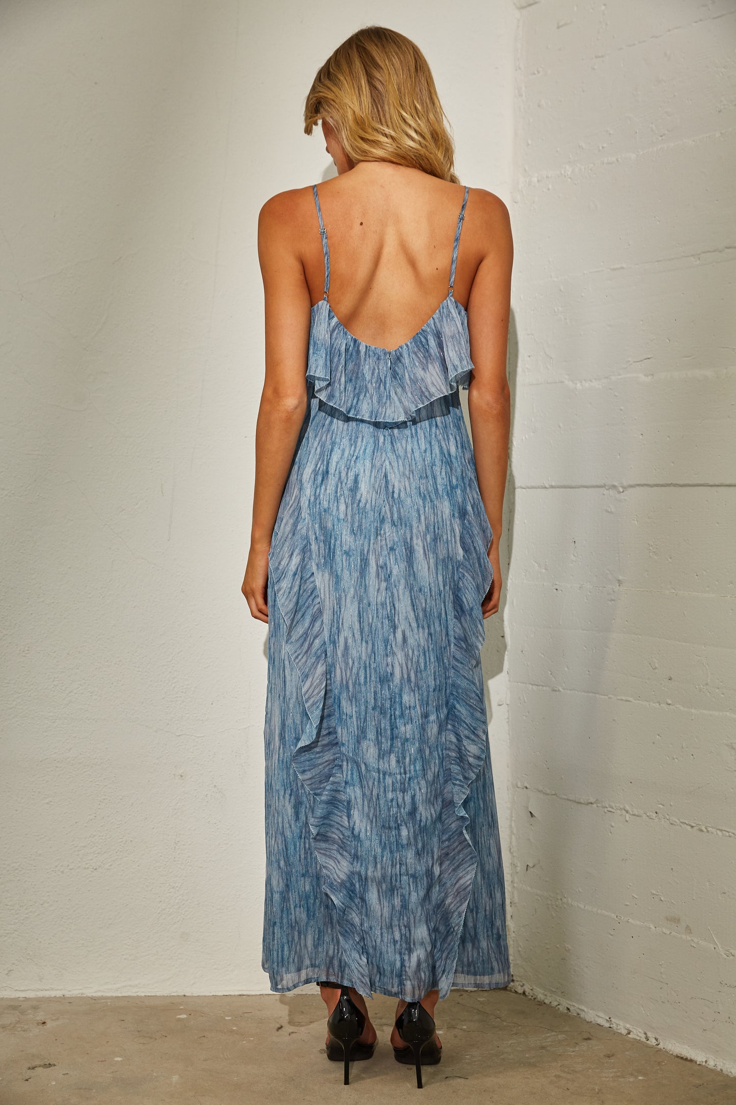 OCEAN MIST RUFFLE MAXI DRESS