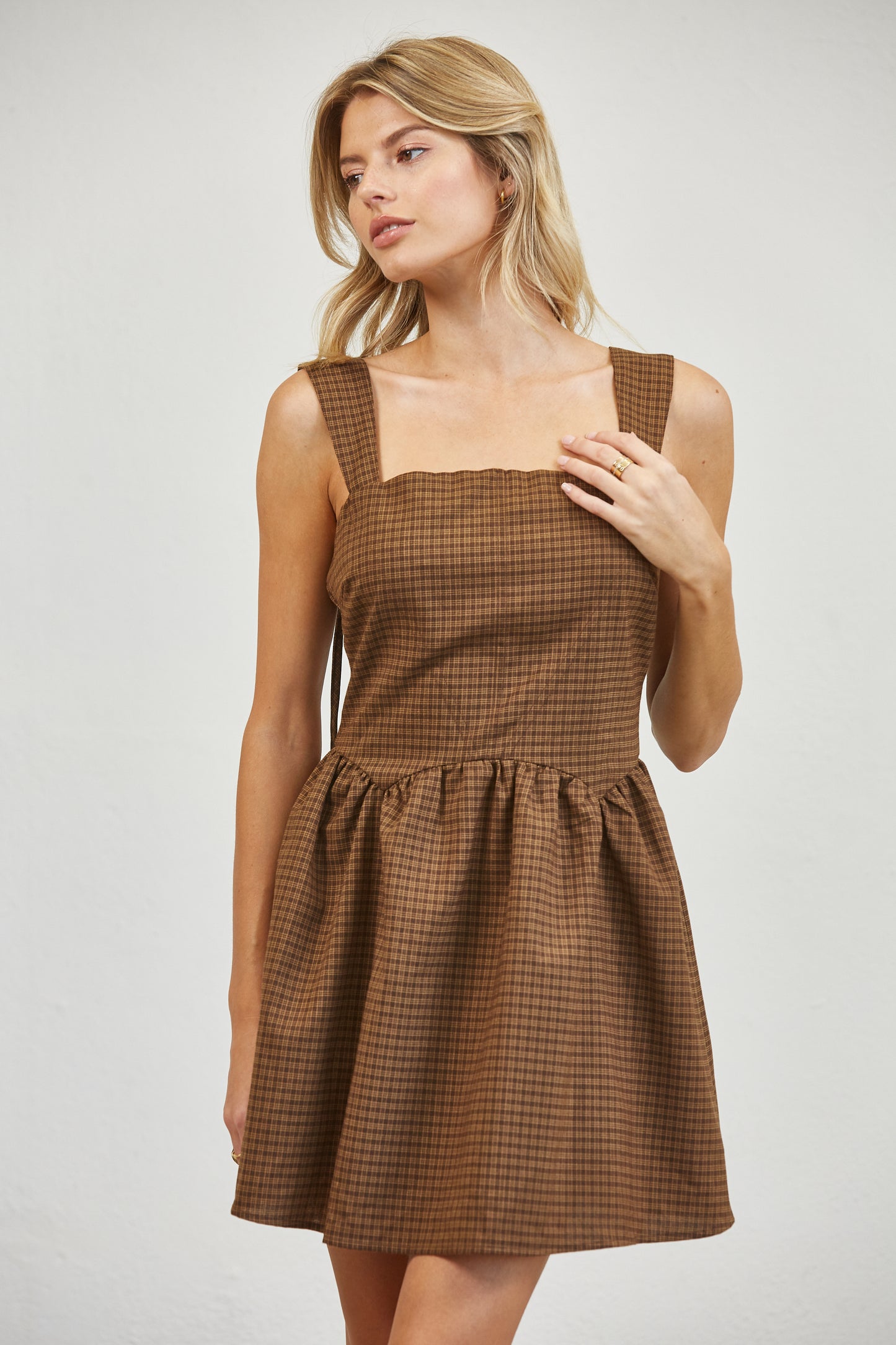 PLAID TULLE UNDERSKIRT MINI DRESS