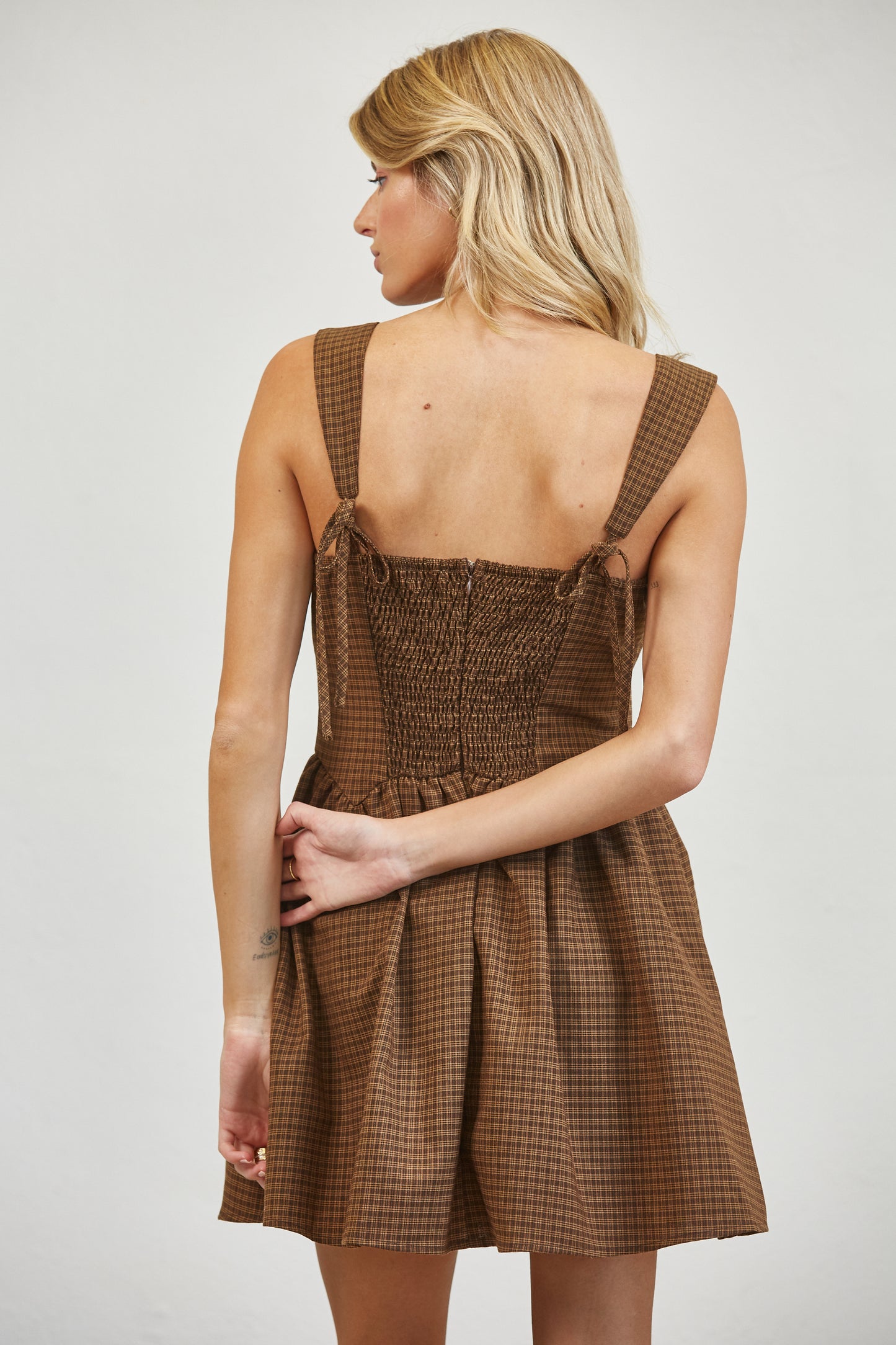 PLAID TULLE UNDERSKIRT MINI DRESS