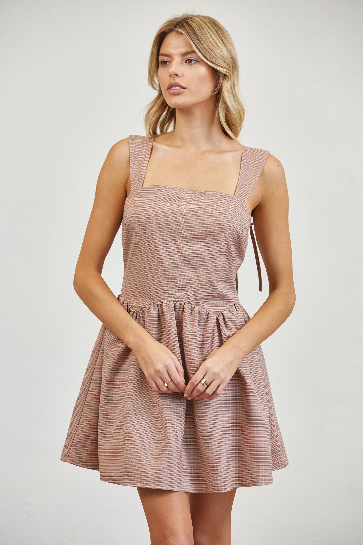 PLAID TULLE UNDERSKIRT MINI DRESS