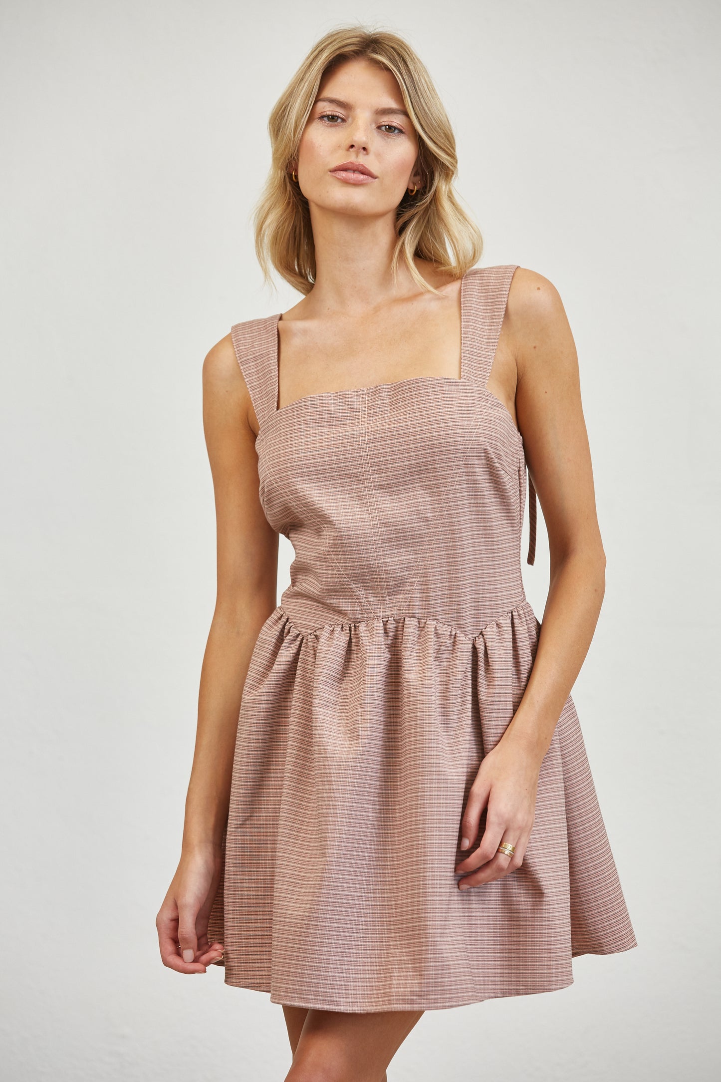 PLAID TULLE UNDERSKIRT MINI DRESS