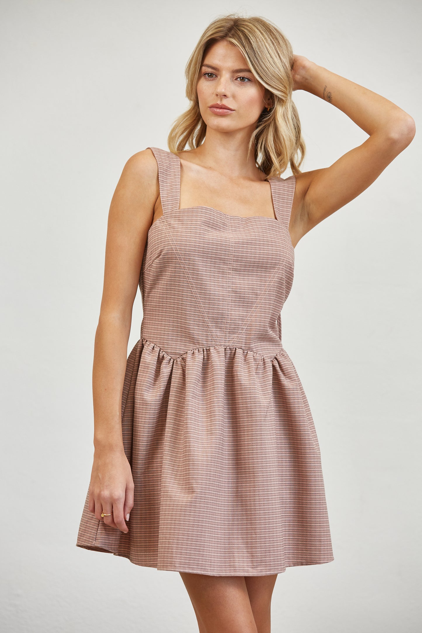 PLAID TULLE UNDERSKIRT MINI DRESS
