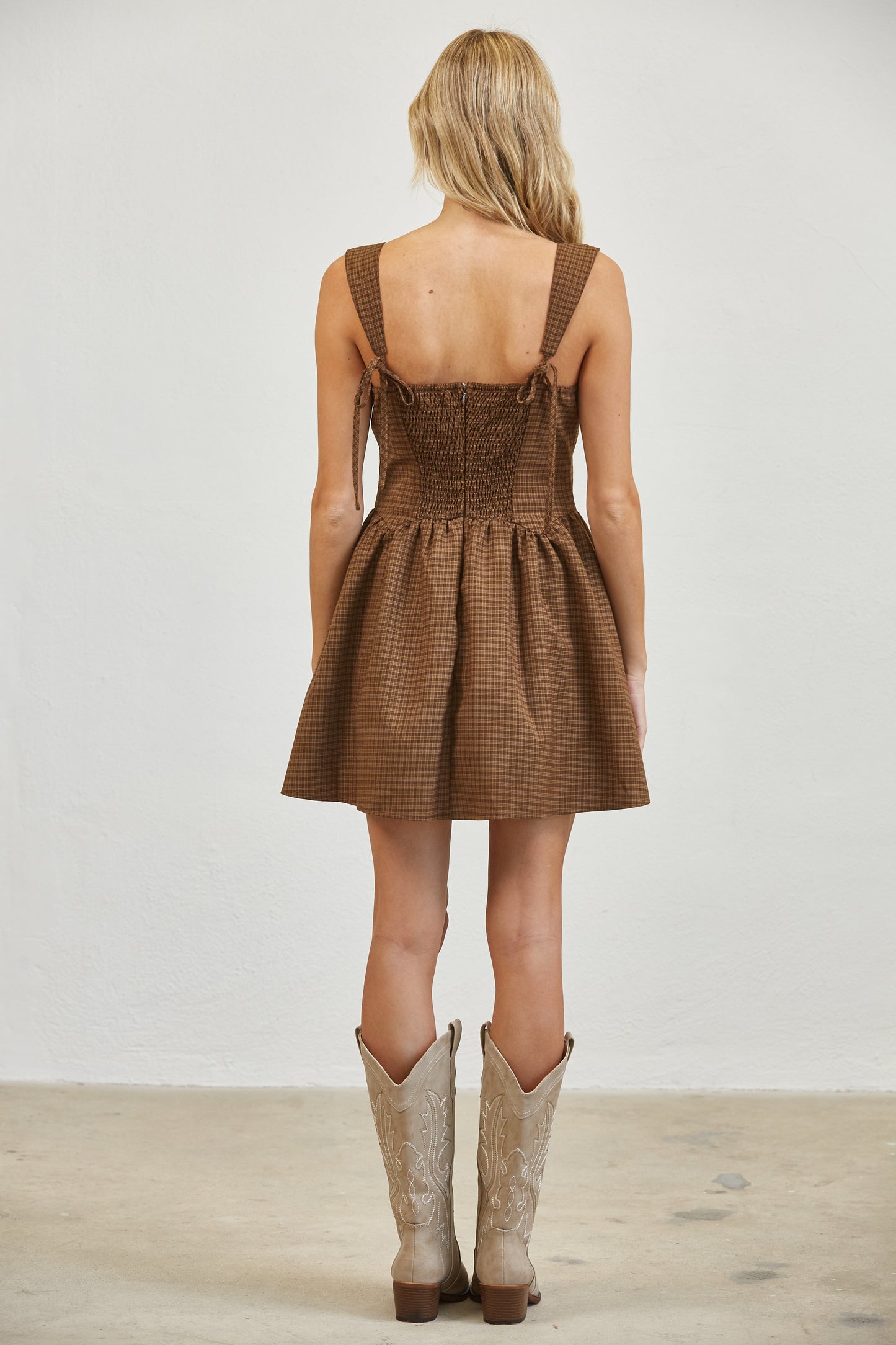 PLAID TULLE UNDERSKIRT MINI DRESS