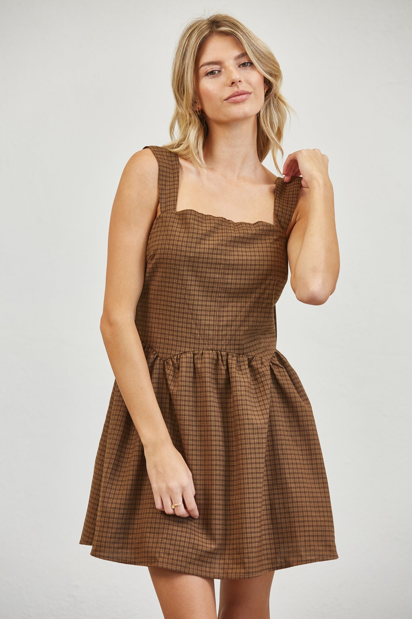PLAID TULLE UNDERSKIRT MINI DRESS