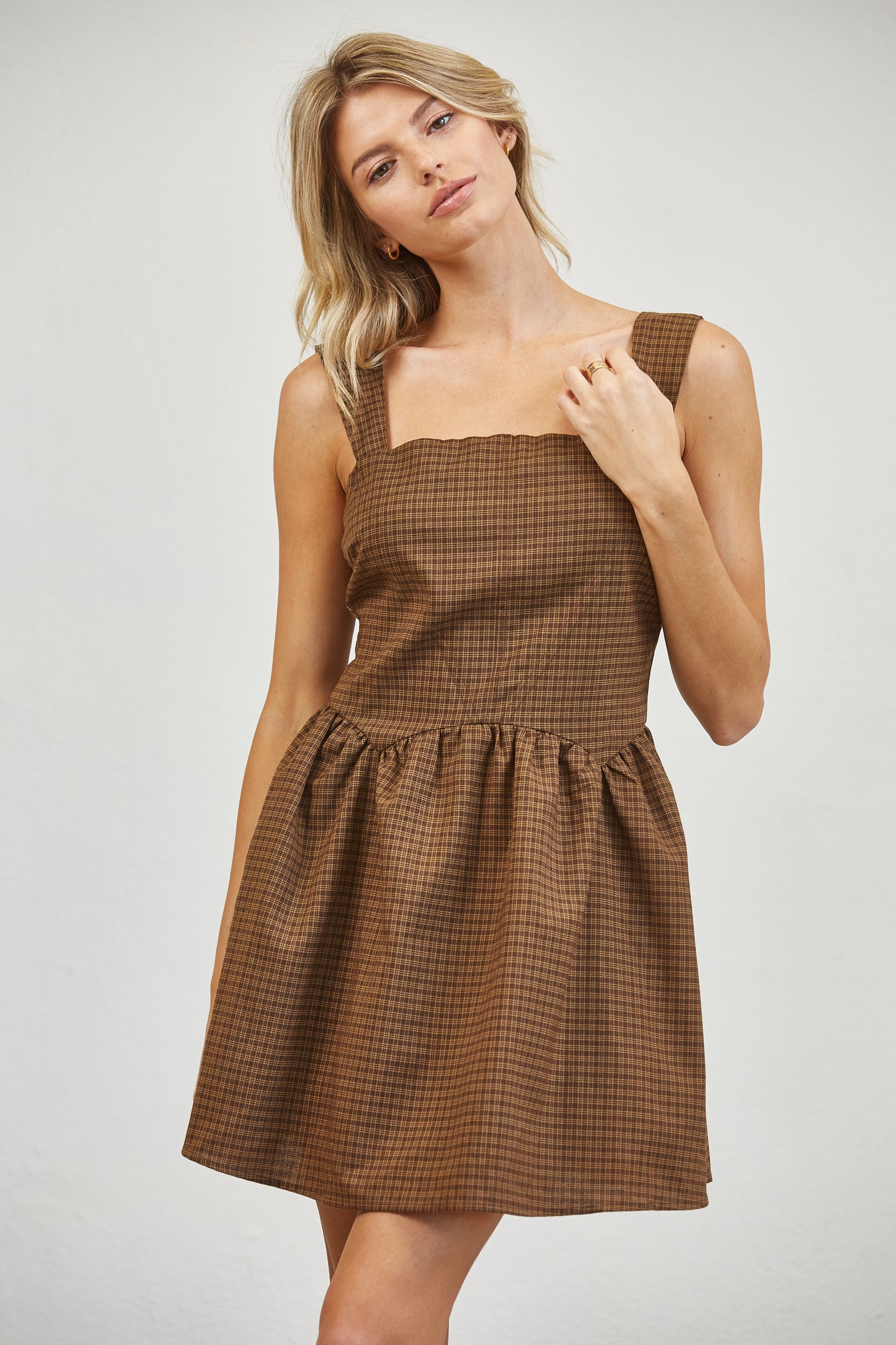 PLAID TULLE UNDERSKIRT MINI DRESS