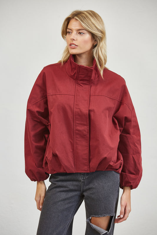 FUNNEL NECK BALLON JACKET - MULBERRY