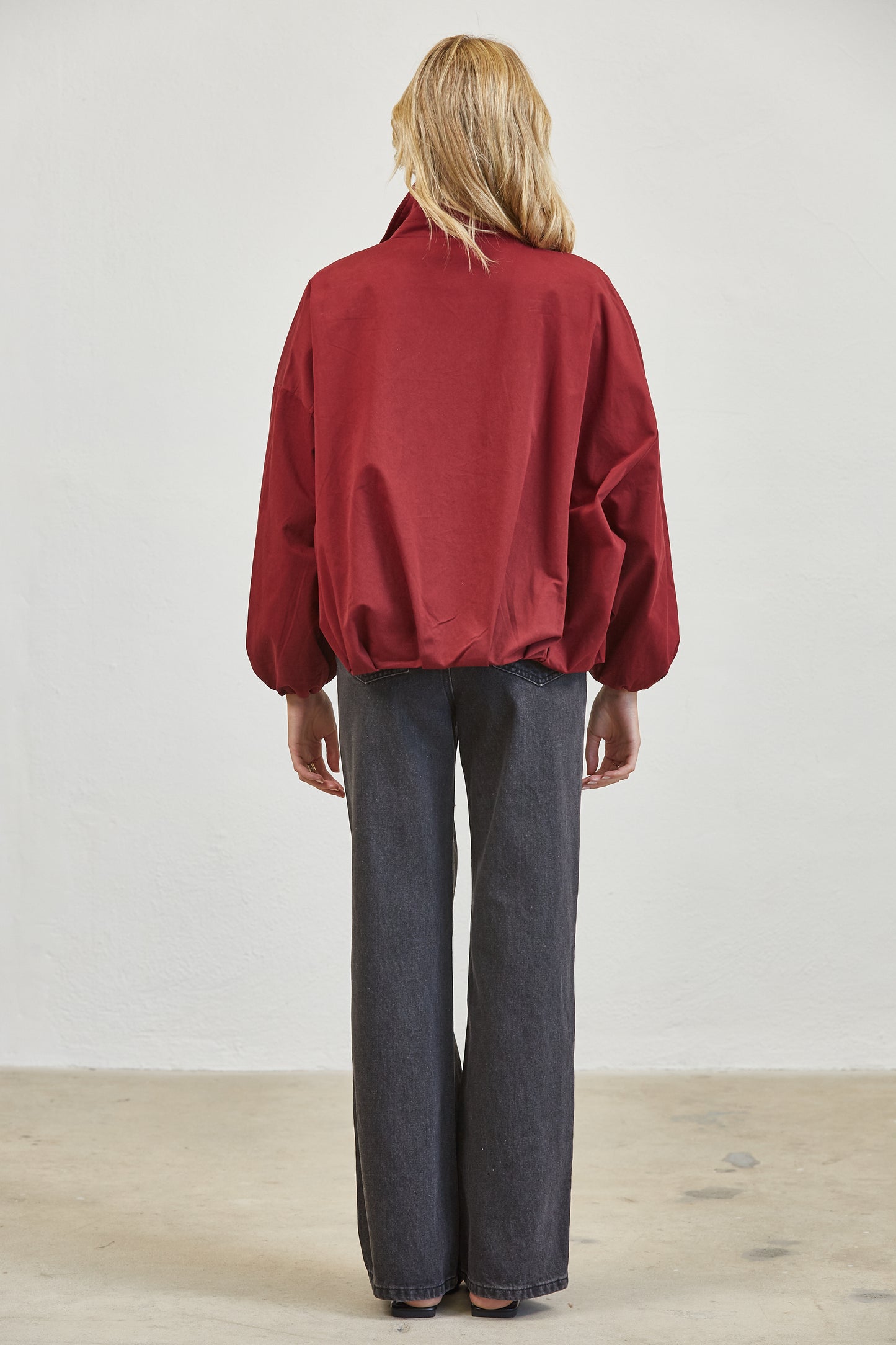 FUNNEL NECK BALLON JACKET - BEIGE