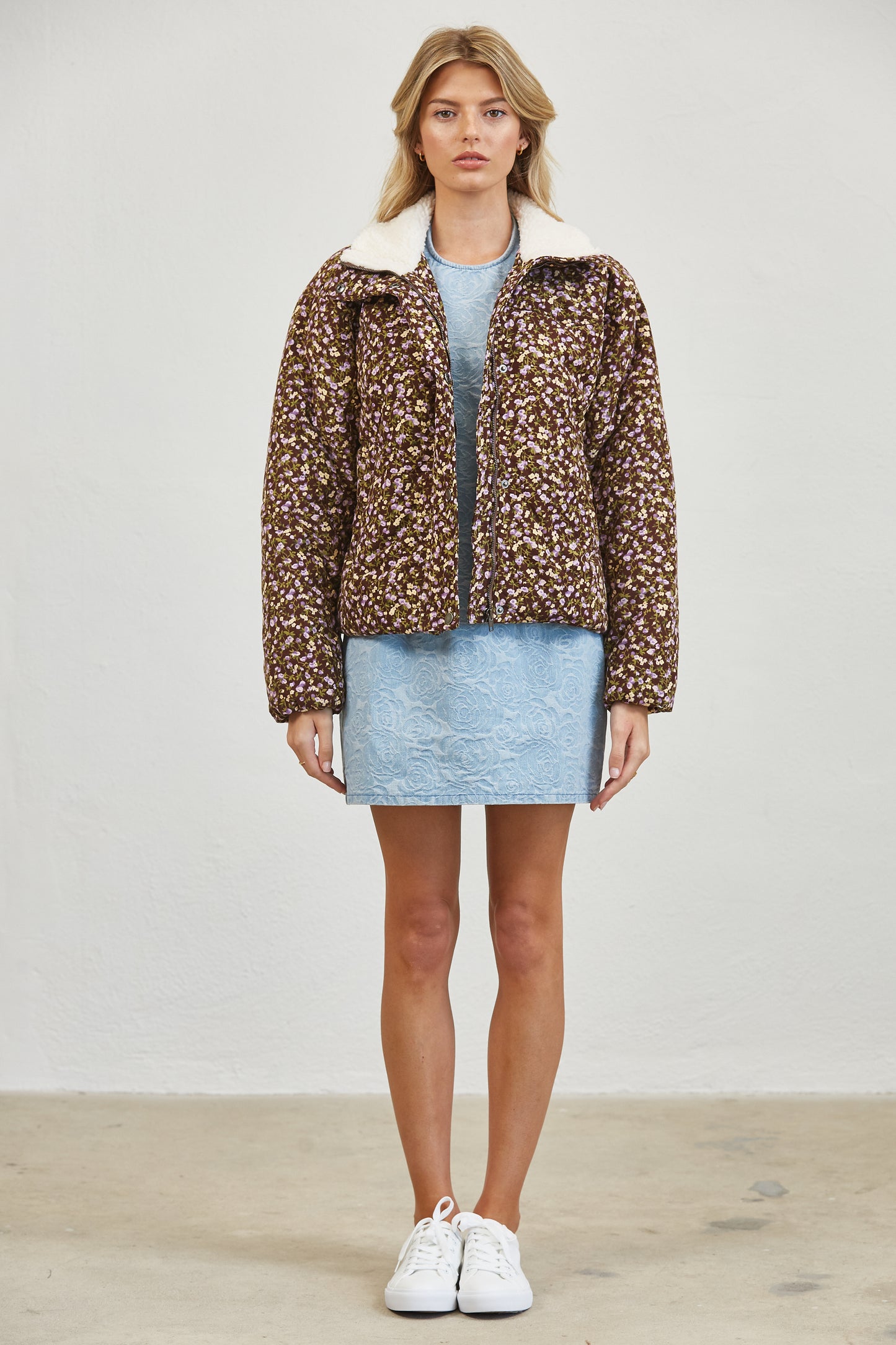 FLORAL SHERPA PUFFER JACKET