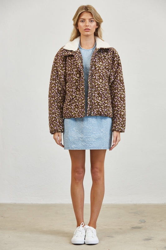 FLORAL SHERPA PUFFER JACKET