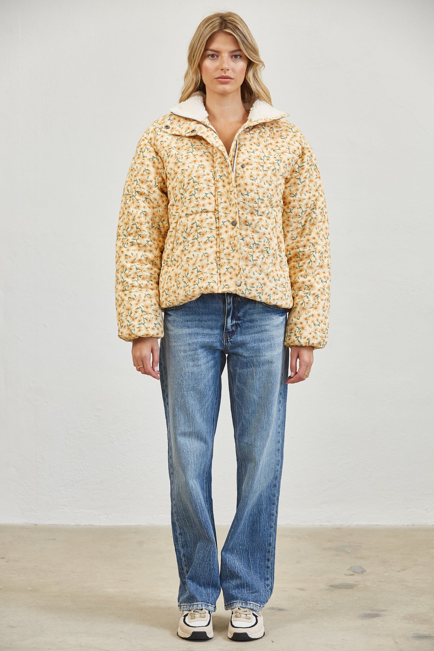 FLORAL SHERPA PUFFER JACKET