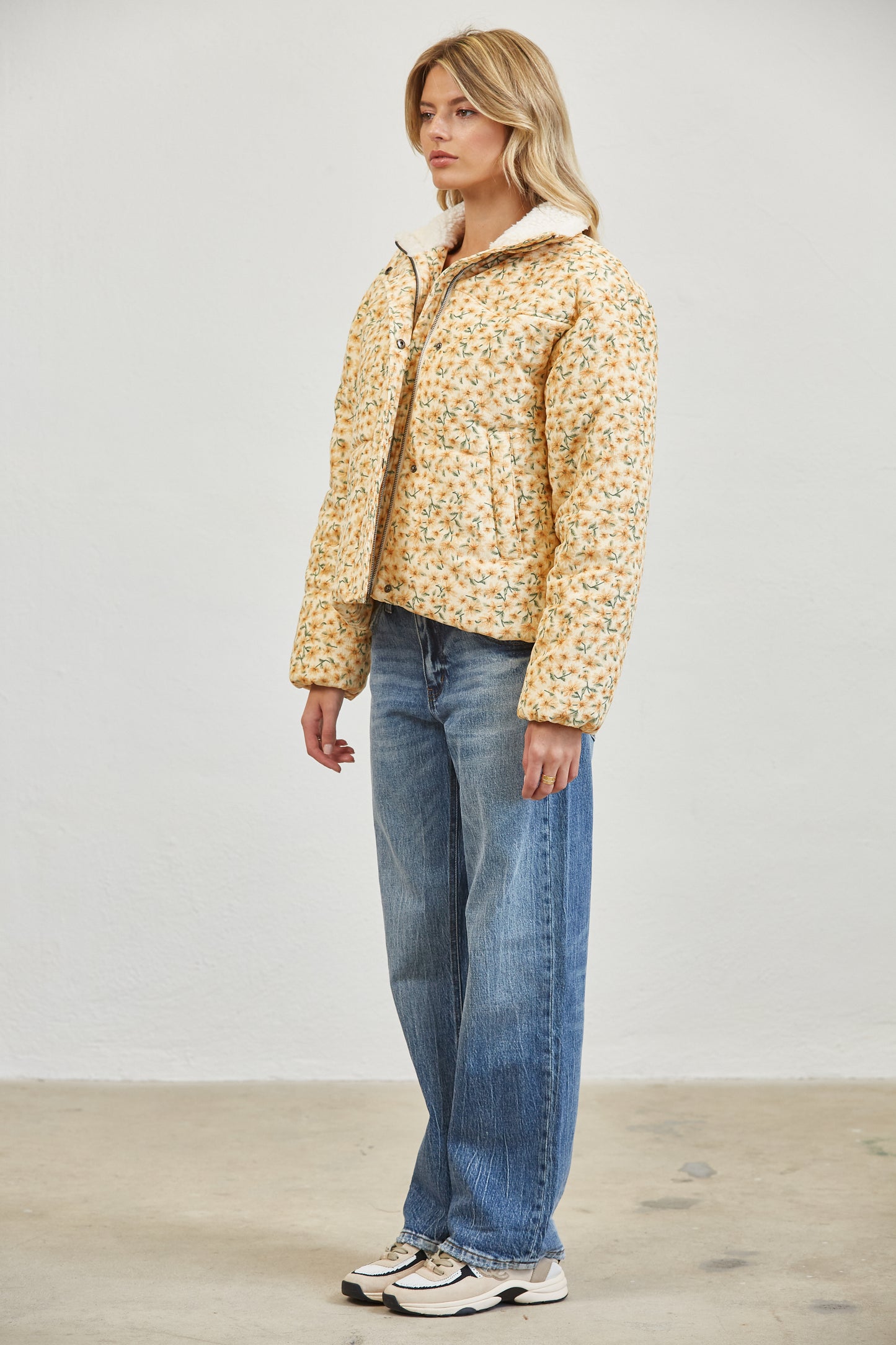 FLORAL SHERPA PUFFER JACKET