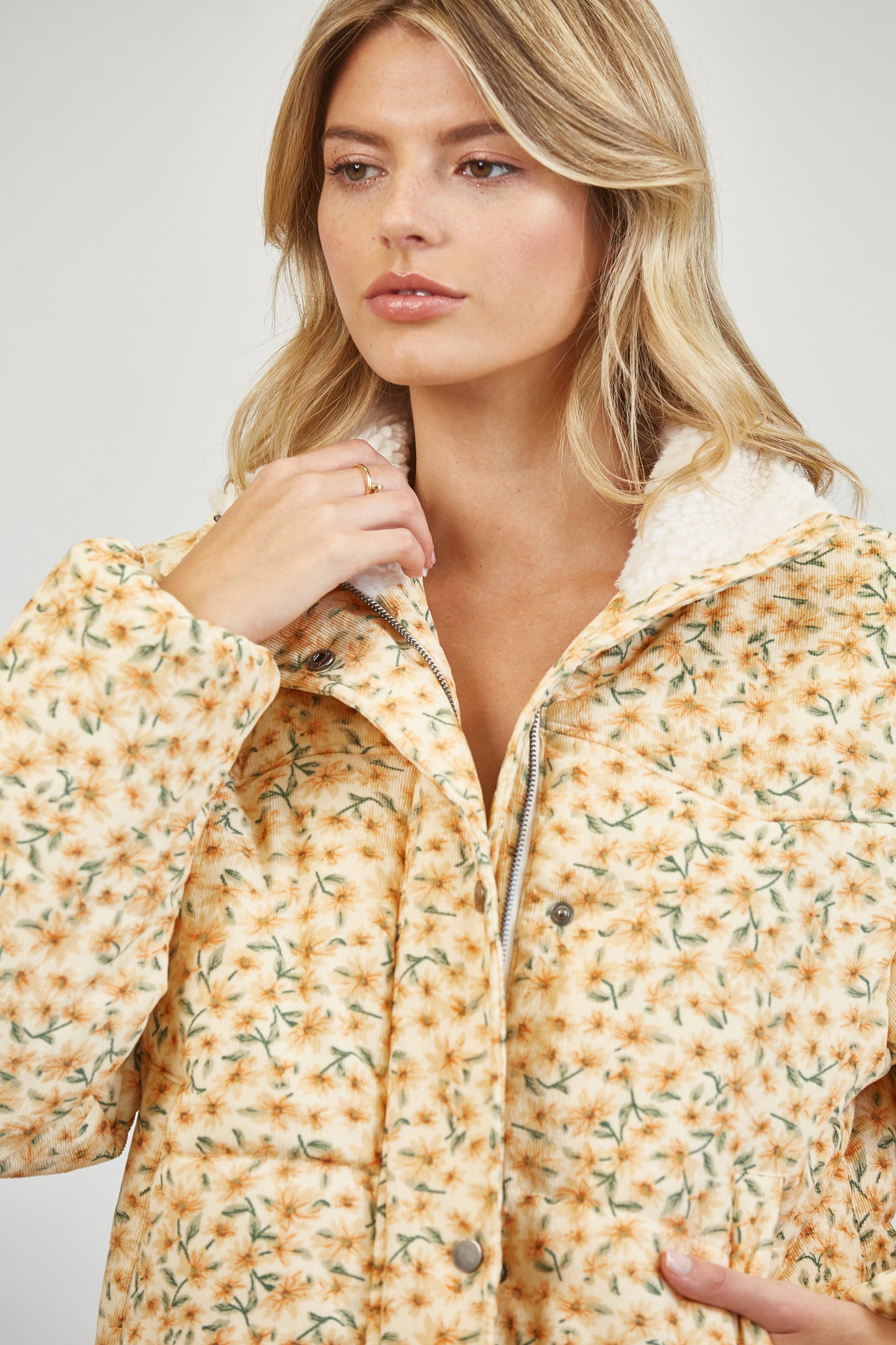 FLORAL SHERPA PUFFER JACKET