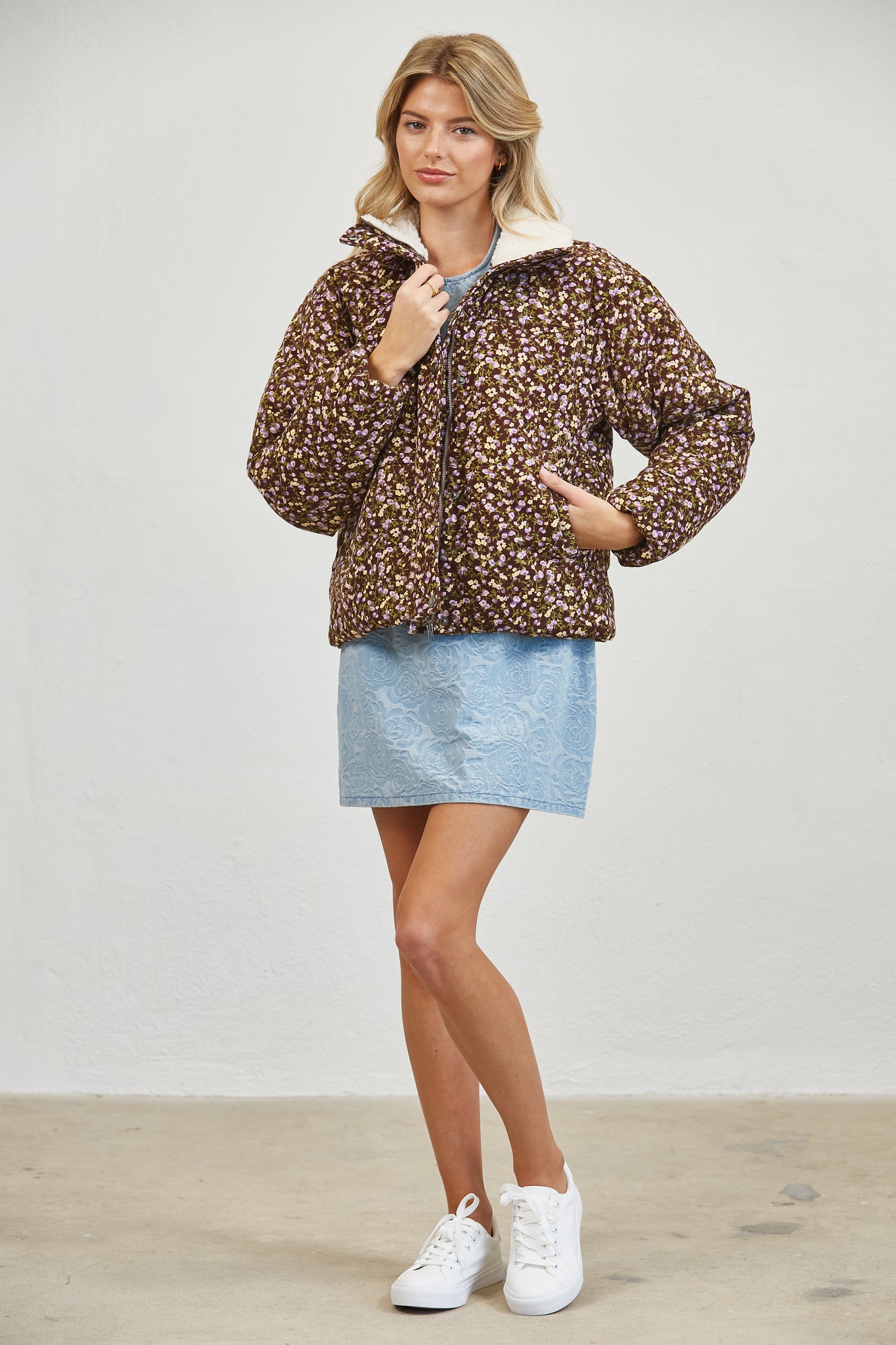 FLORAL SHERPA PUFFER JACKET