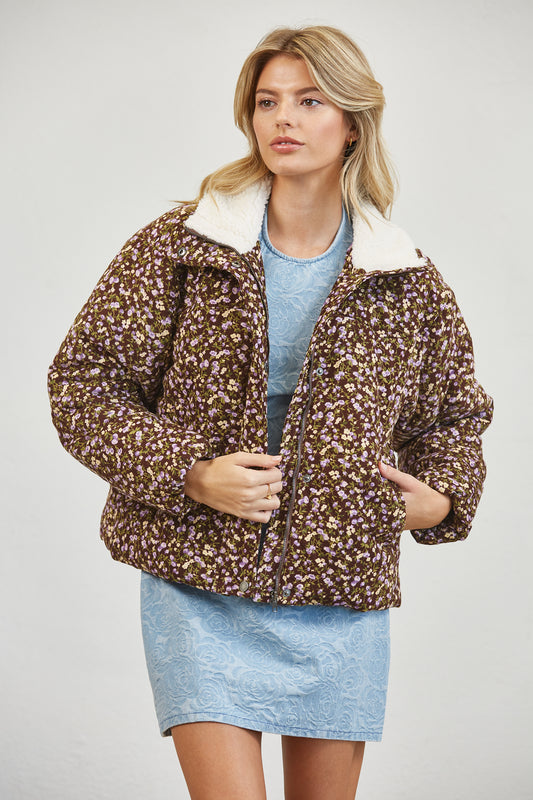 FLORAL SHERPA PUFFER JACKET