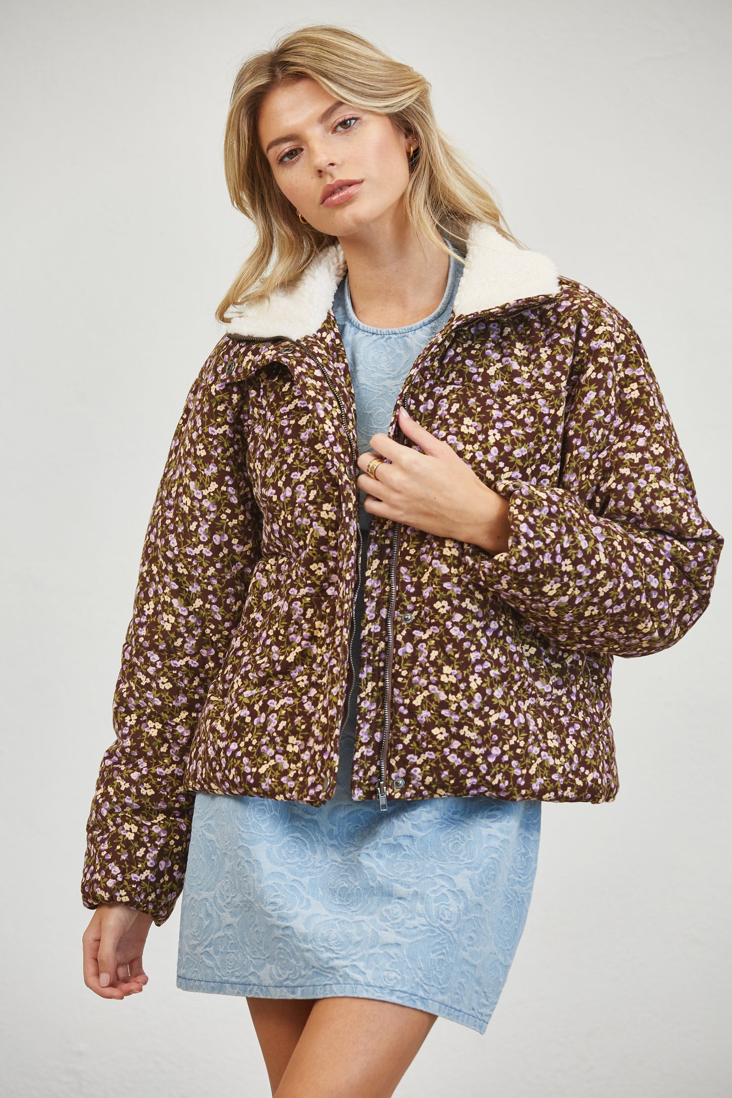 FLORAL SHERPA PUFFER JACKET