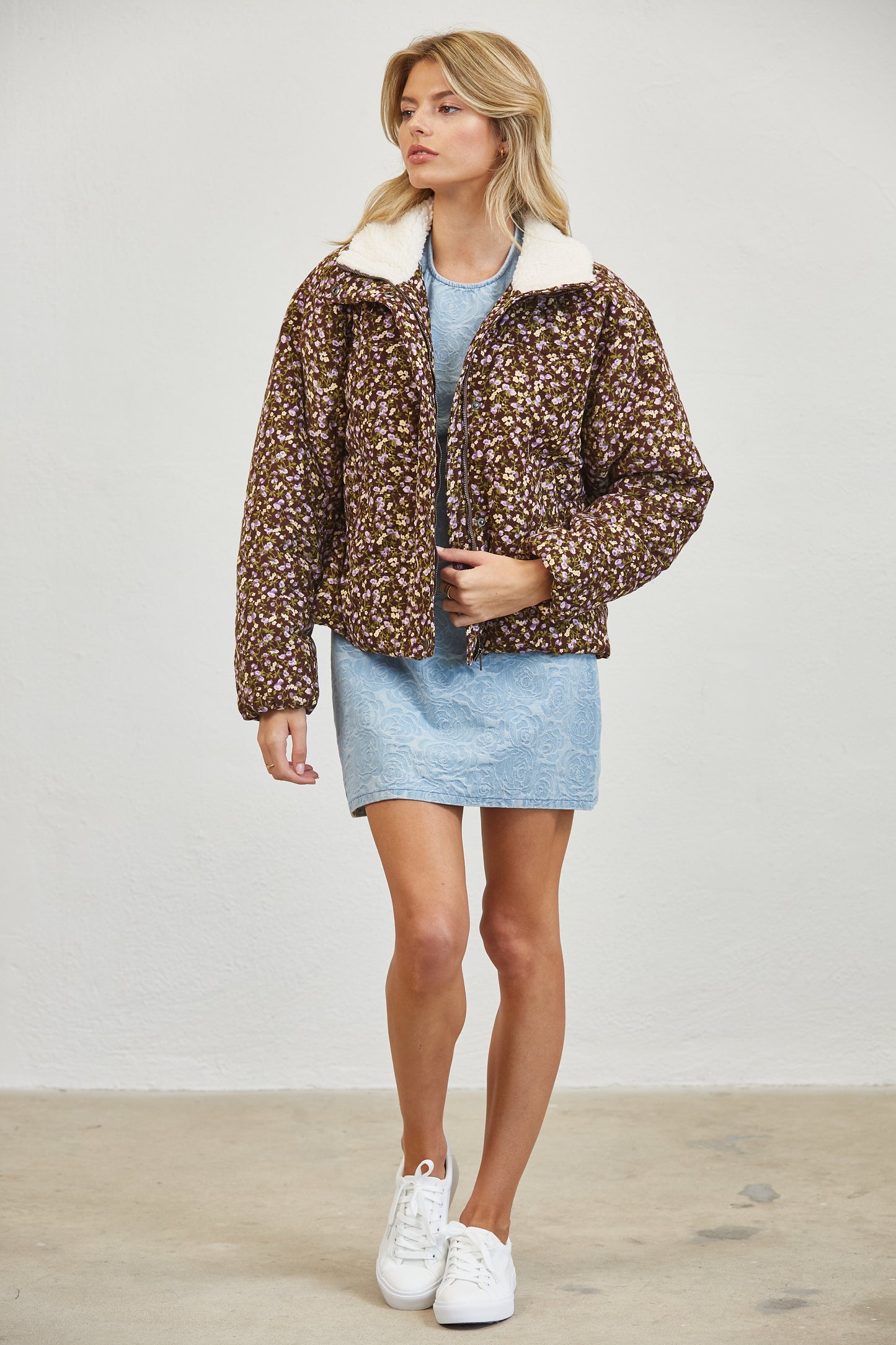 FLORAL SHERPA PUFFER JACKET
