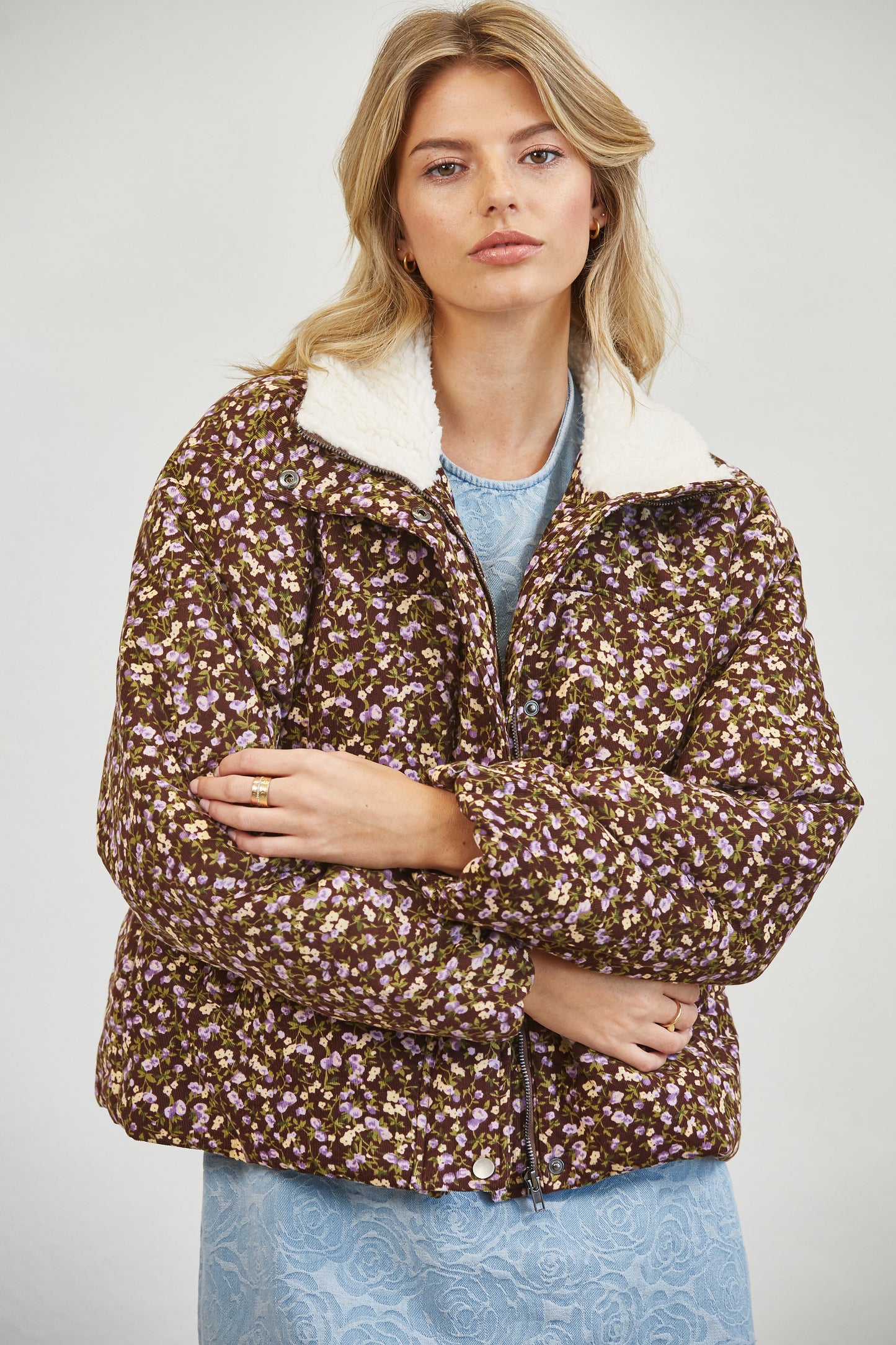 FLORAL SHERPA PUFFER JACKET