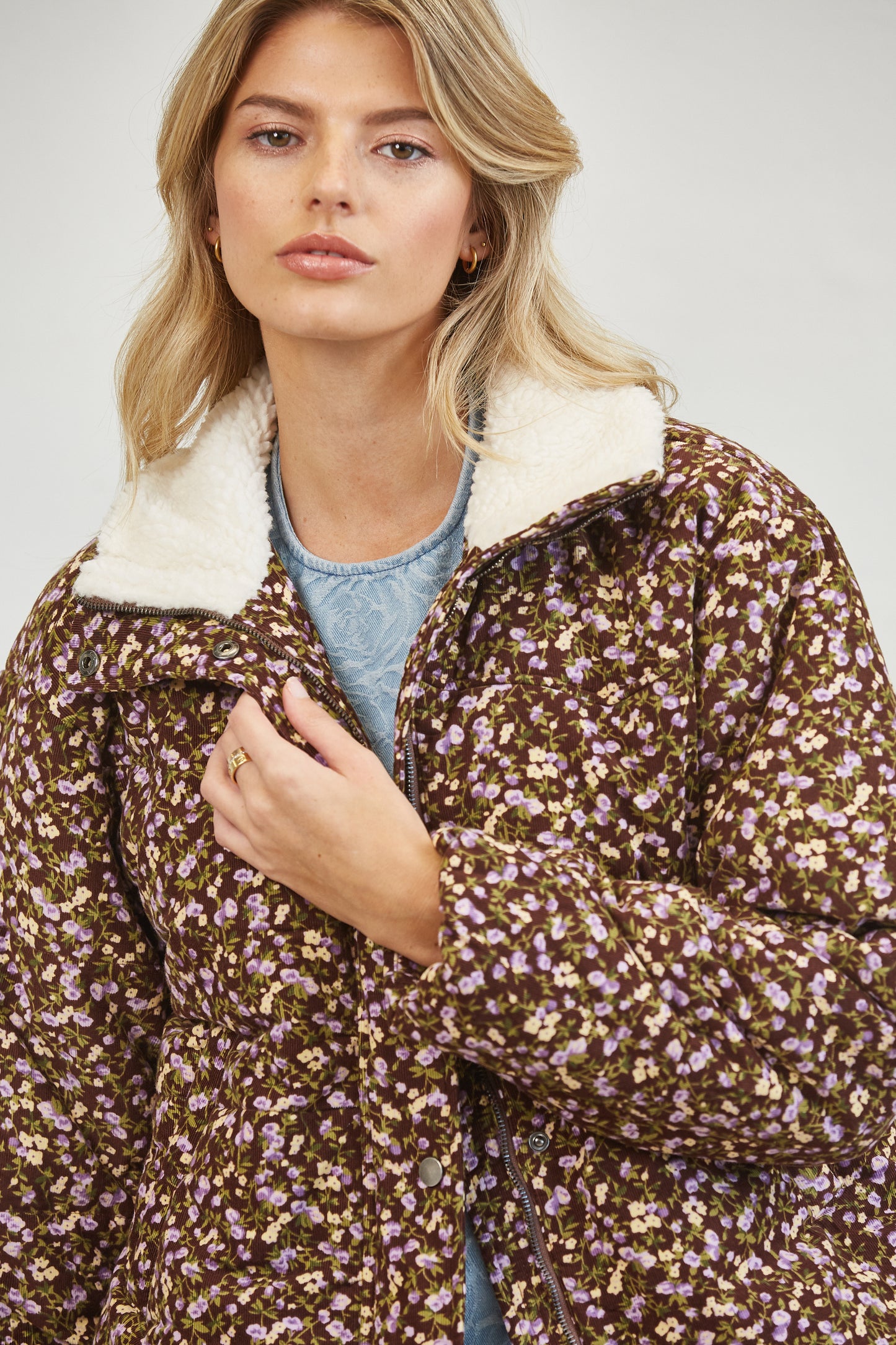 FLORAL SHERPA PUFFER JACKET