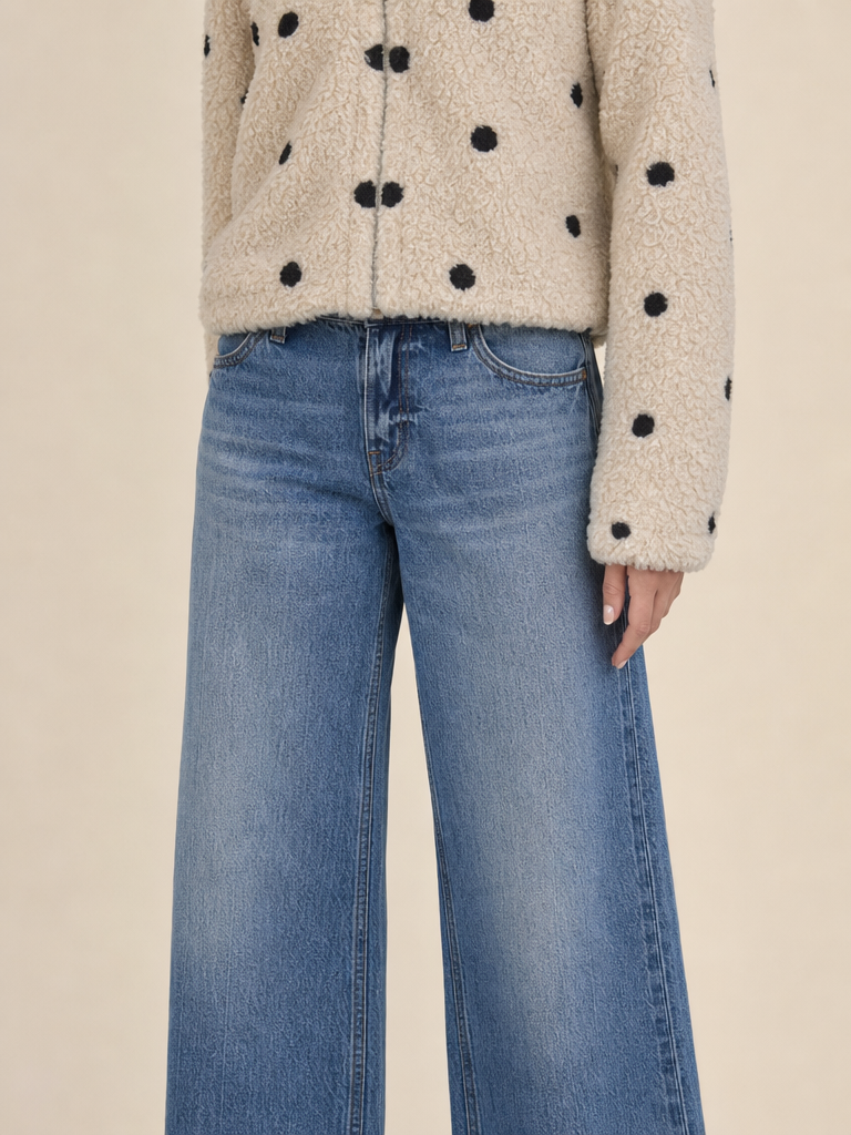 REVERSIBLE POLKA DOT SHERPA SUEDE JACKET