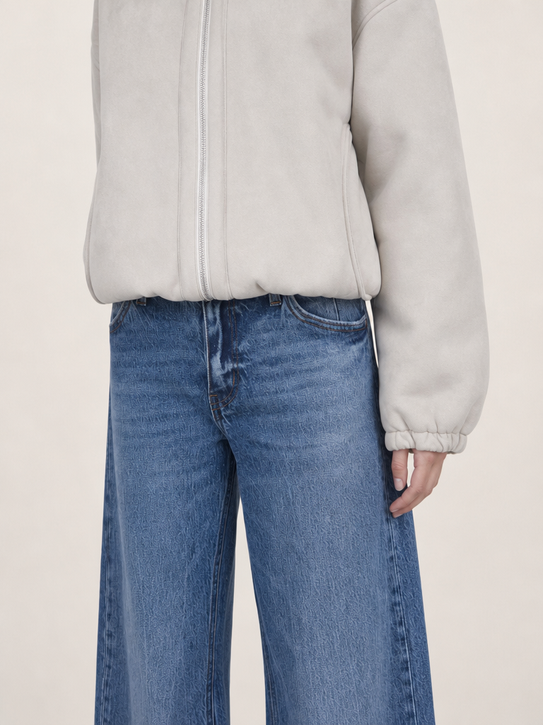 REVERSIBLE POLKA DOT SHERPA SUEDE JACKET