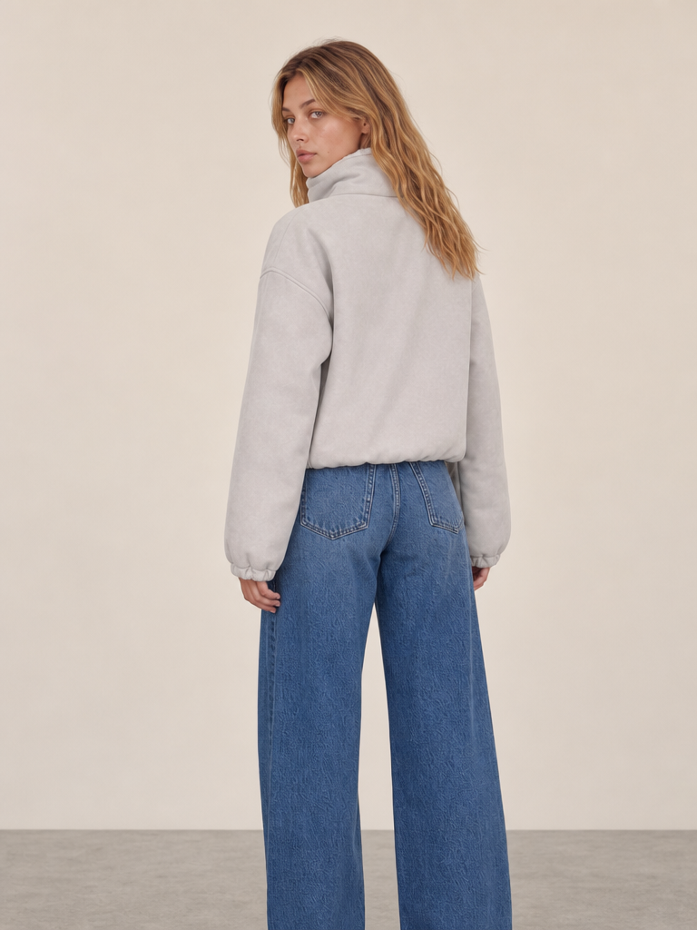 REVERSIBLE POLKA DOT SHERPA SUEDE JACKET