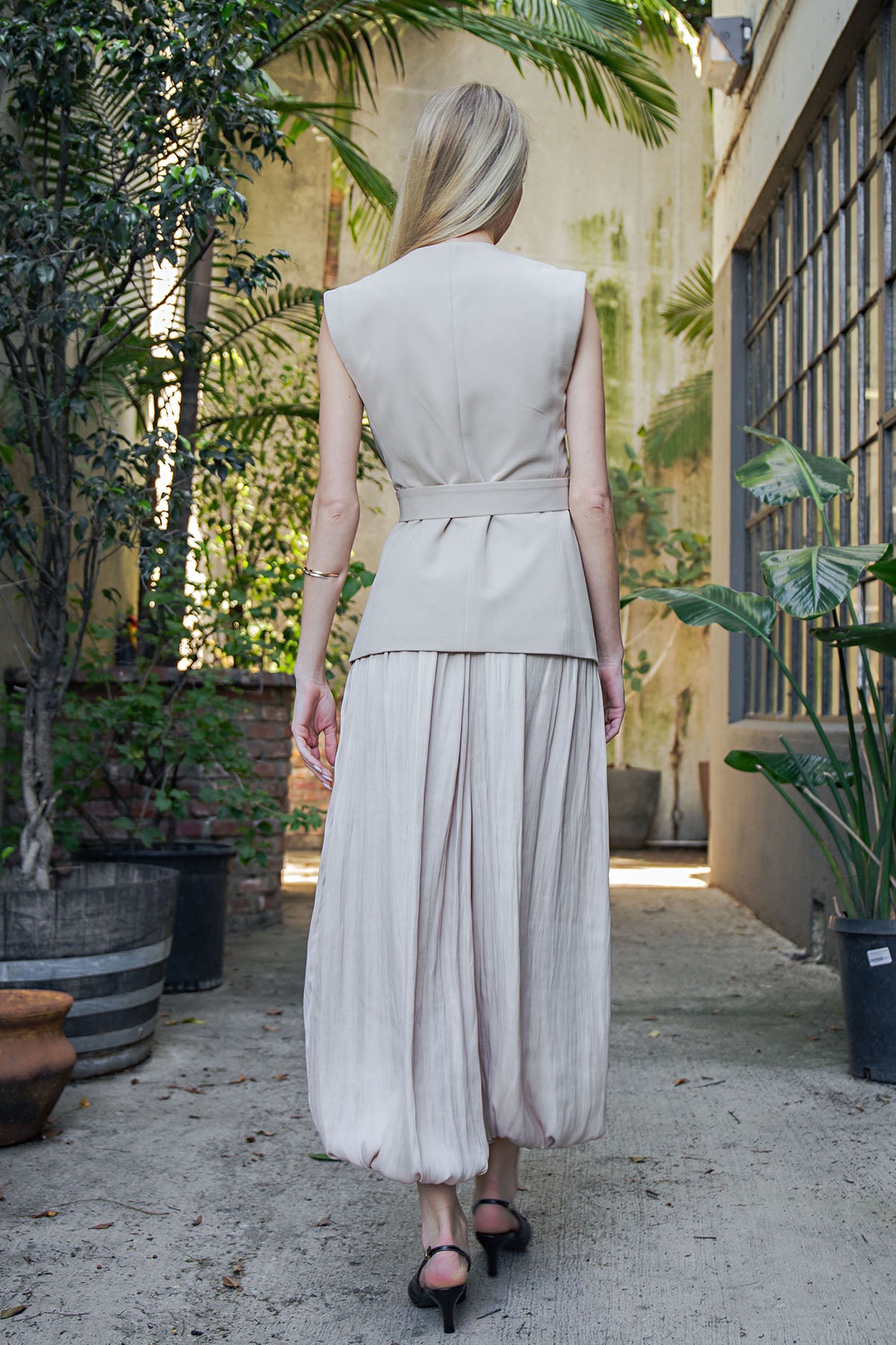 BOHO SATIN BALLON PANTS - CHAMPAGNE