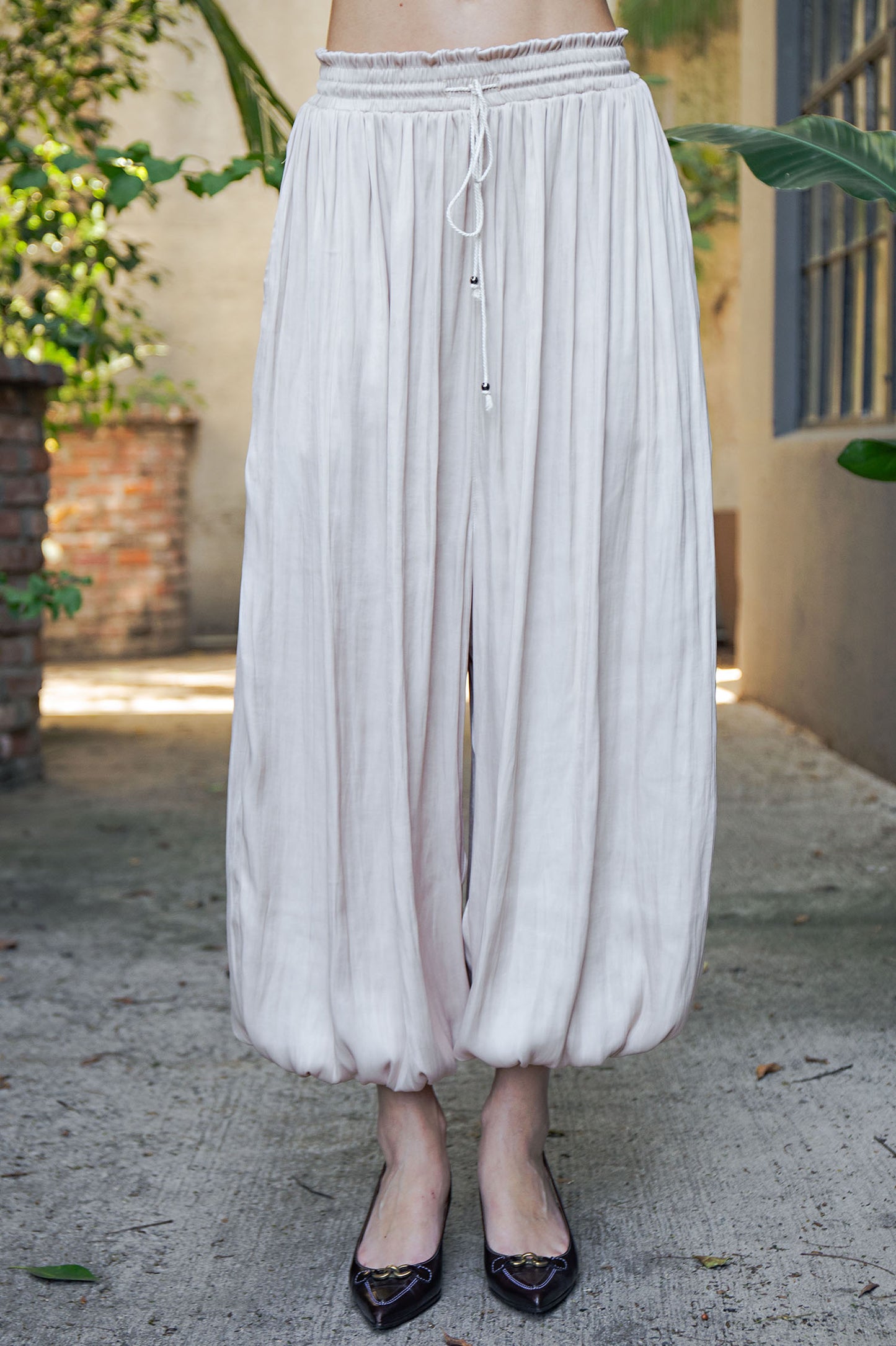 BOHO SATIN BALLON PANTS - CHAMPAGNE