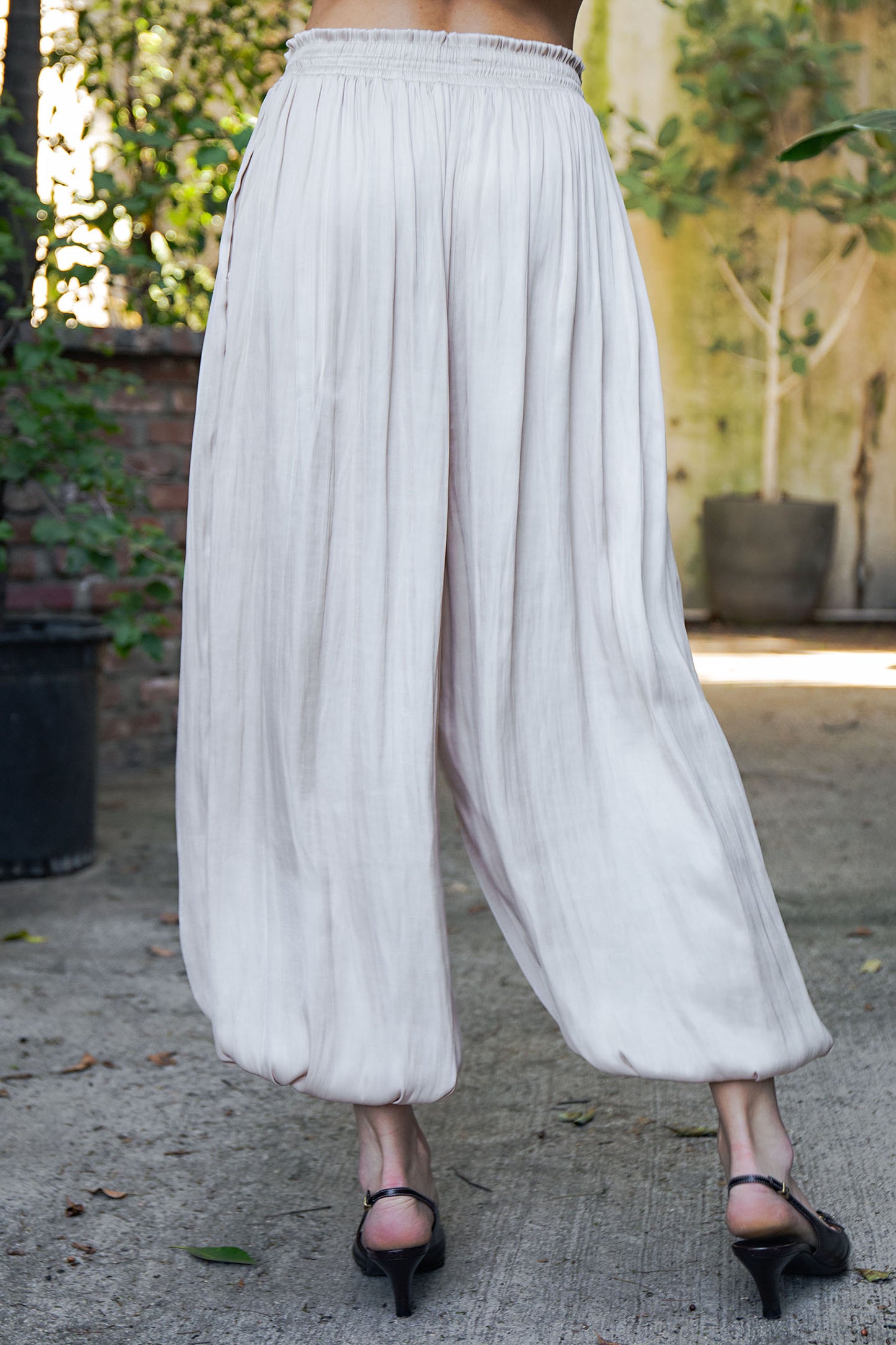 BOHO SATIN BALLON PANTS - CHAMPAGNE