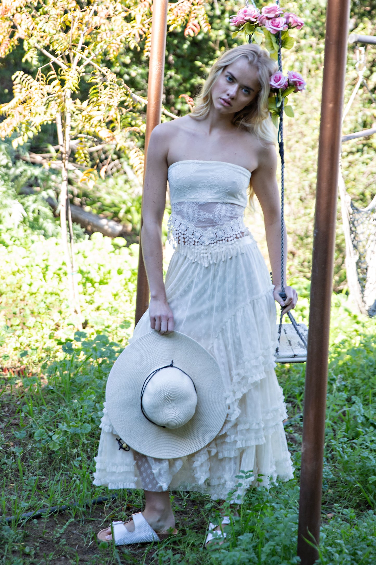 ROMANTIC TIERED RUFFLE LACE MAXI SKIRT
